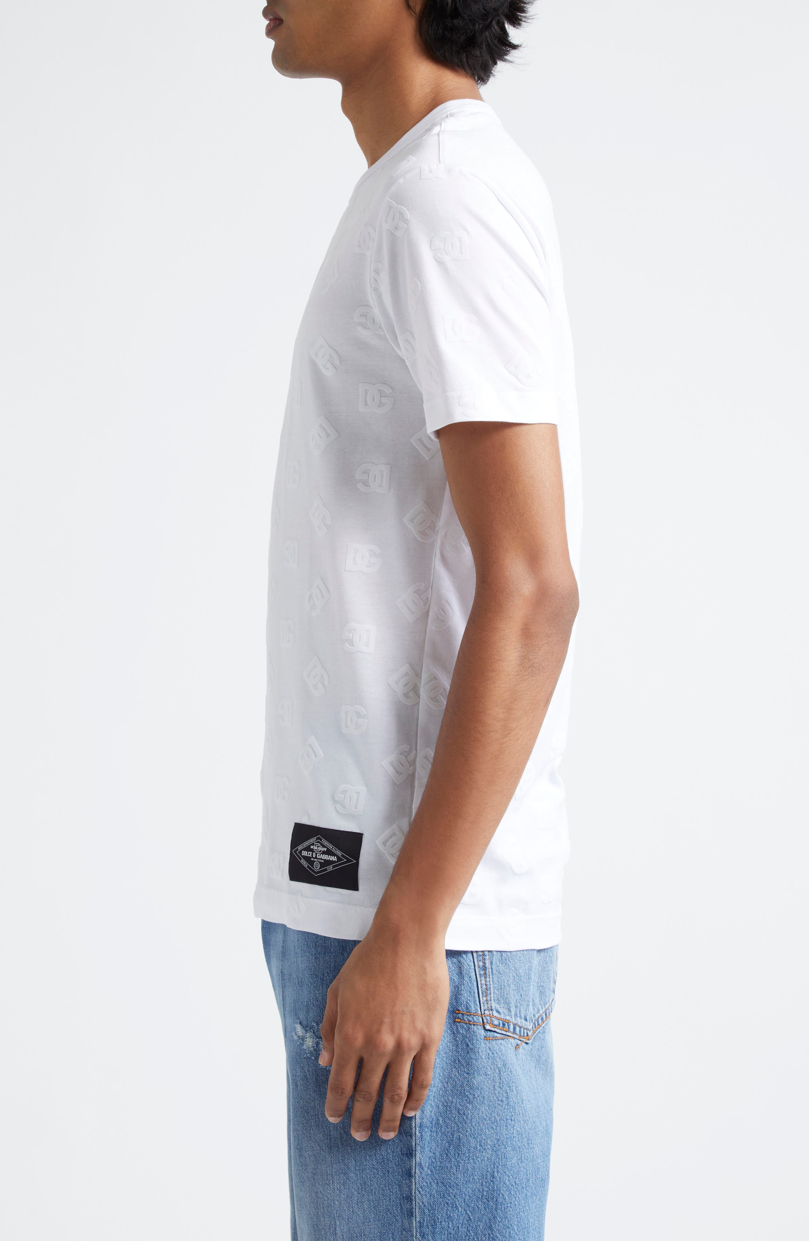 Dolce&Gabbana Re-Edition Flocked Logo Cotton T-Shirt in W0800 Bianco Ottico at Nordstrom - 3