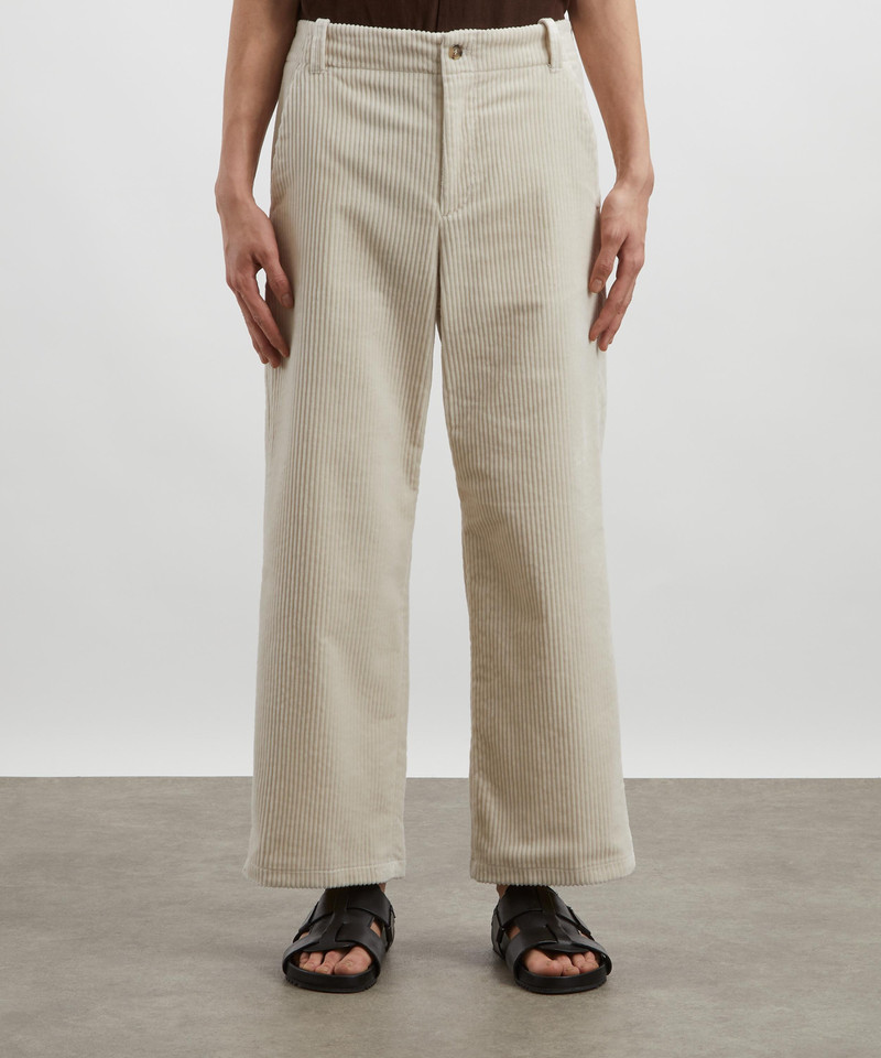 A.P.C. Ecru Loose-Fit Corduroy River Trousers outlook