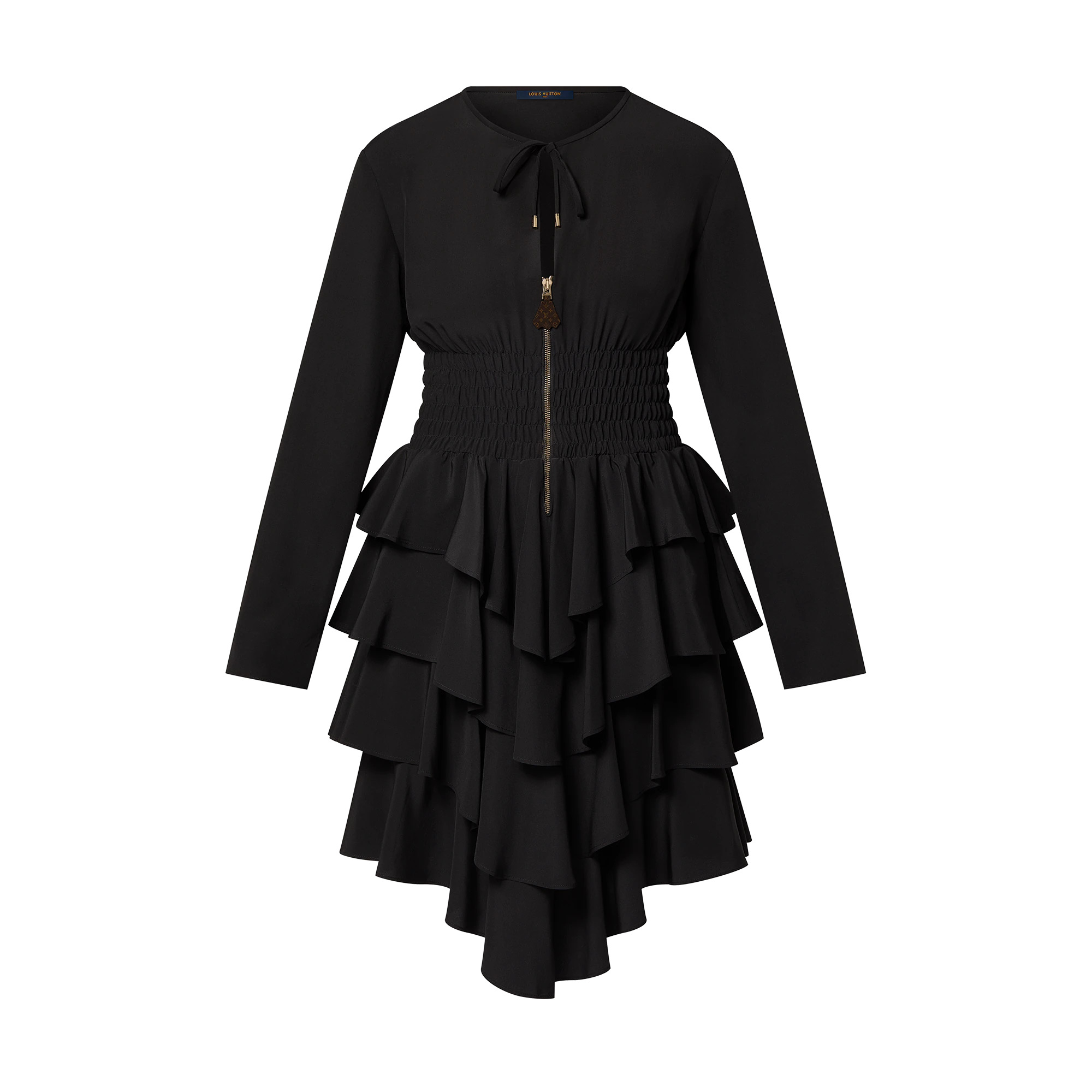 Long-Sleeved Tiered Dress - 1