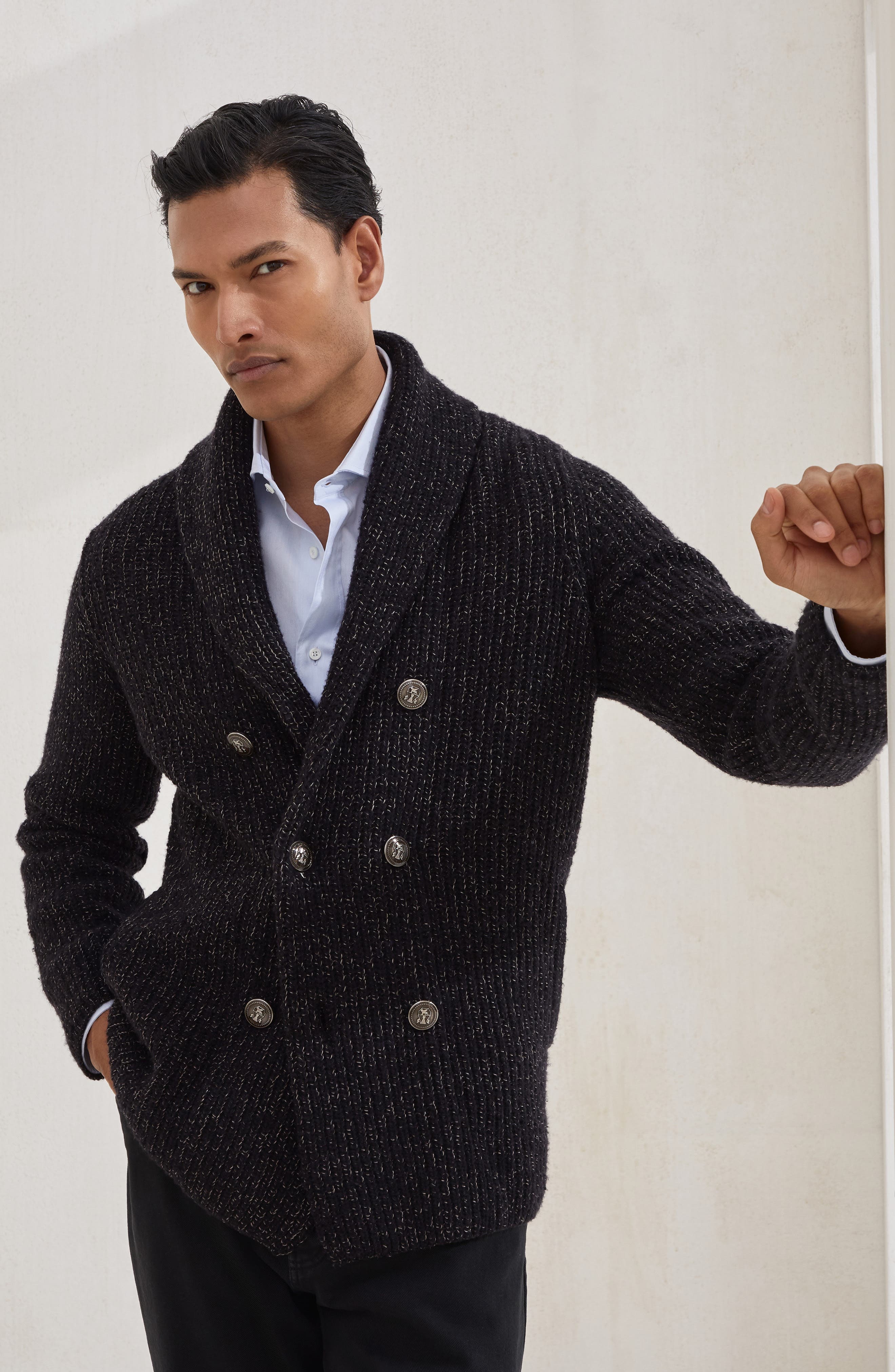 Brunello Cucinelli One-and-a-half breasted cardigan in Black at Nordstrom - 2