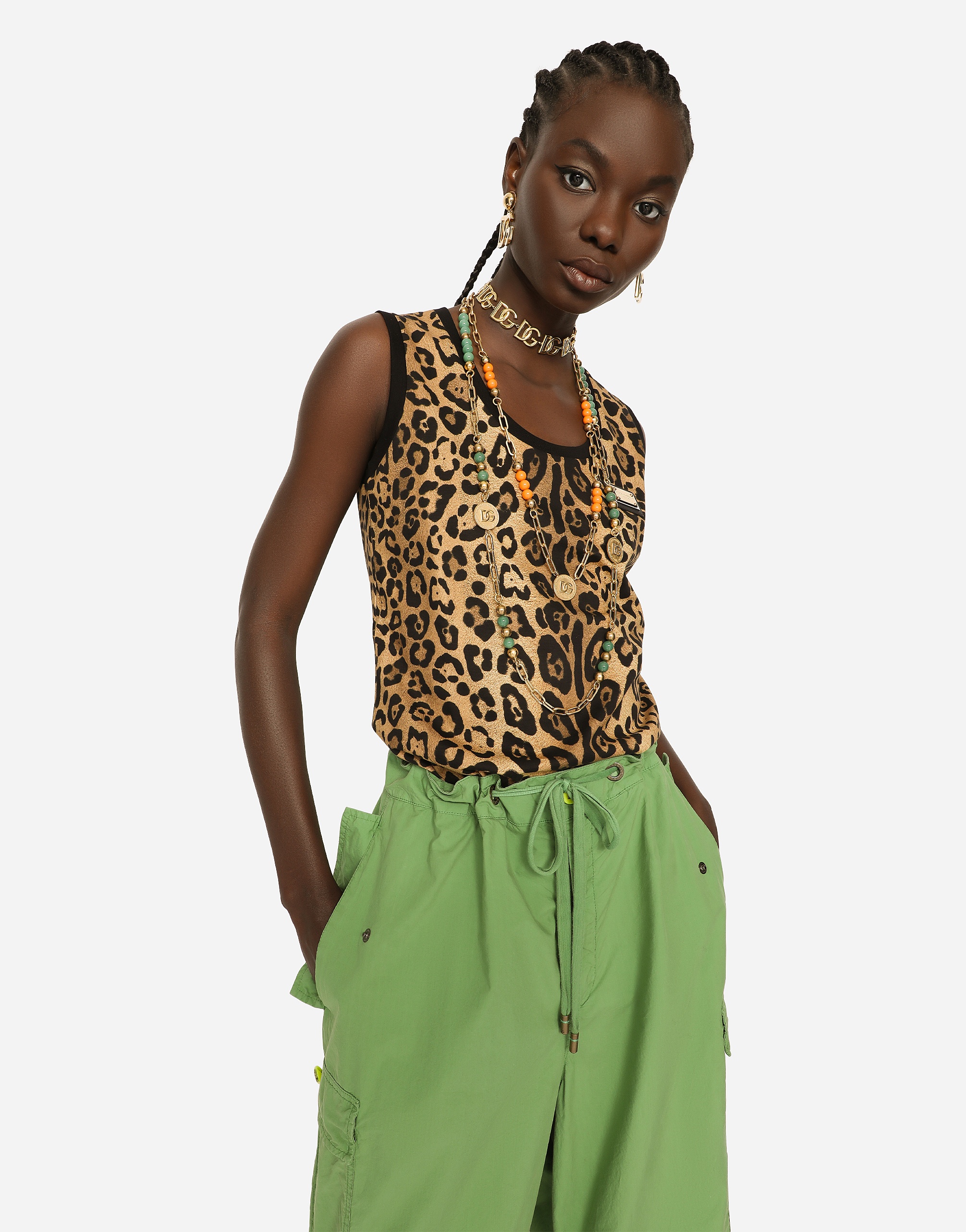 Leopard-print jersey tank top - 2