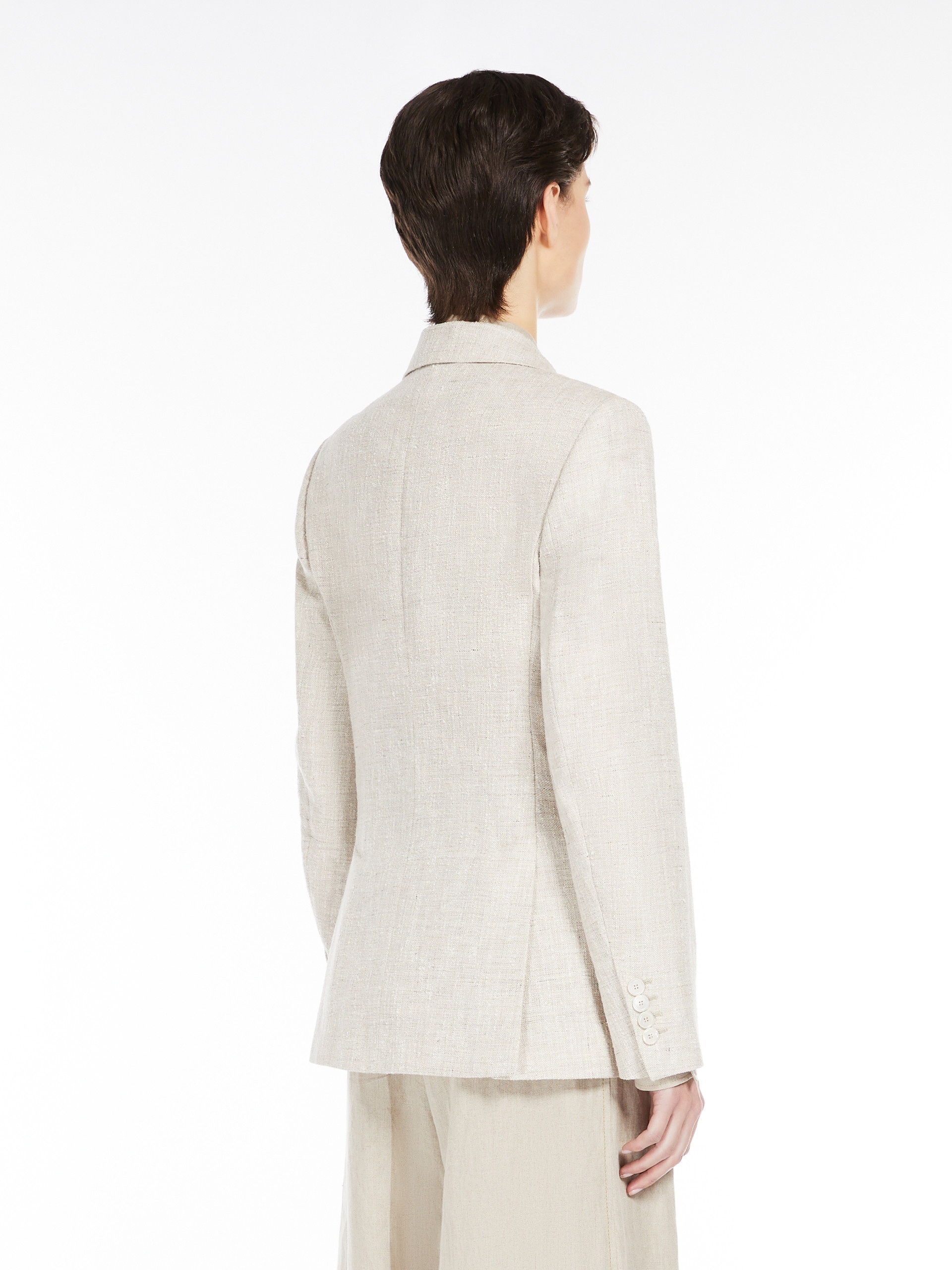 TARGA Double-breasted blazer in wool, linen and silk frisé - 4
