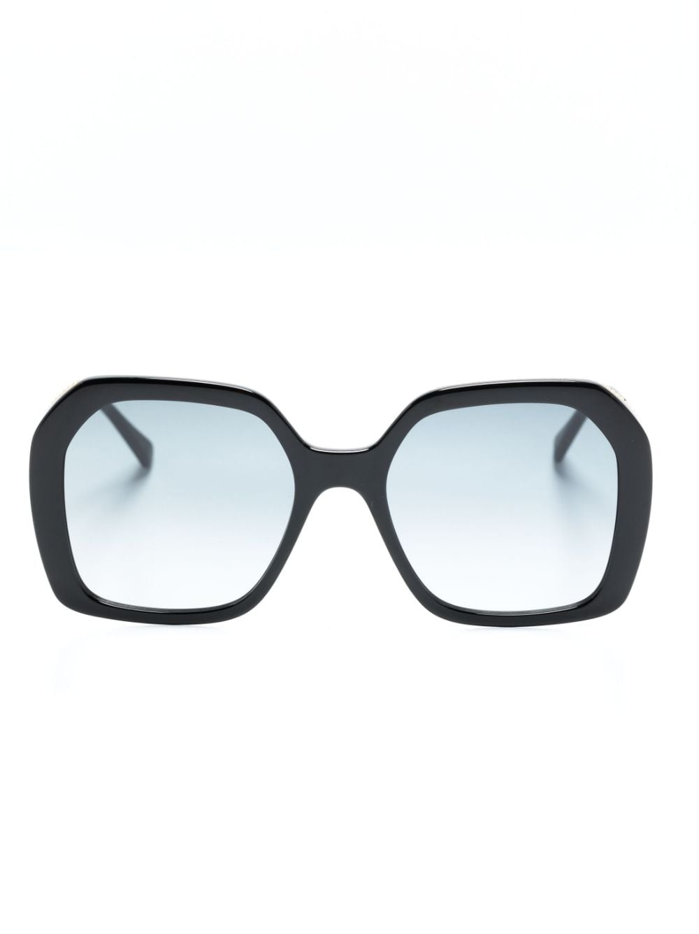 logo-lettering square-frame sunglasses - 1