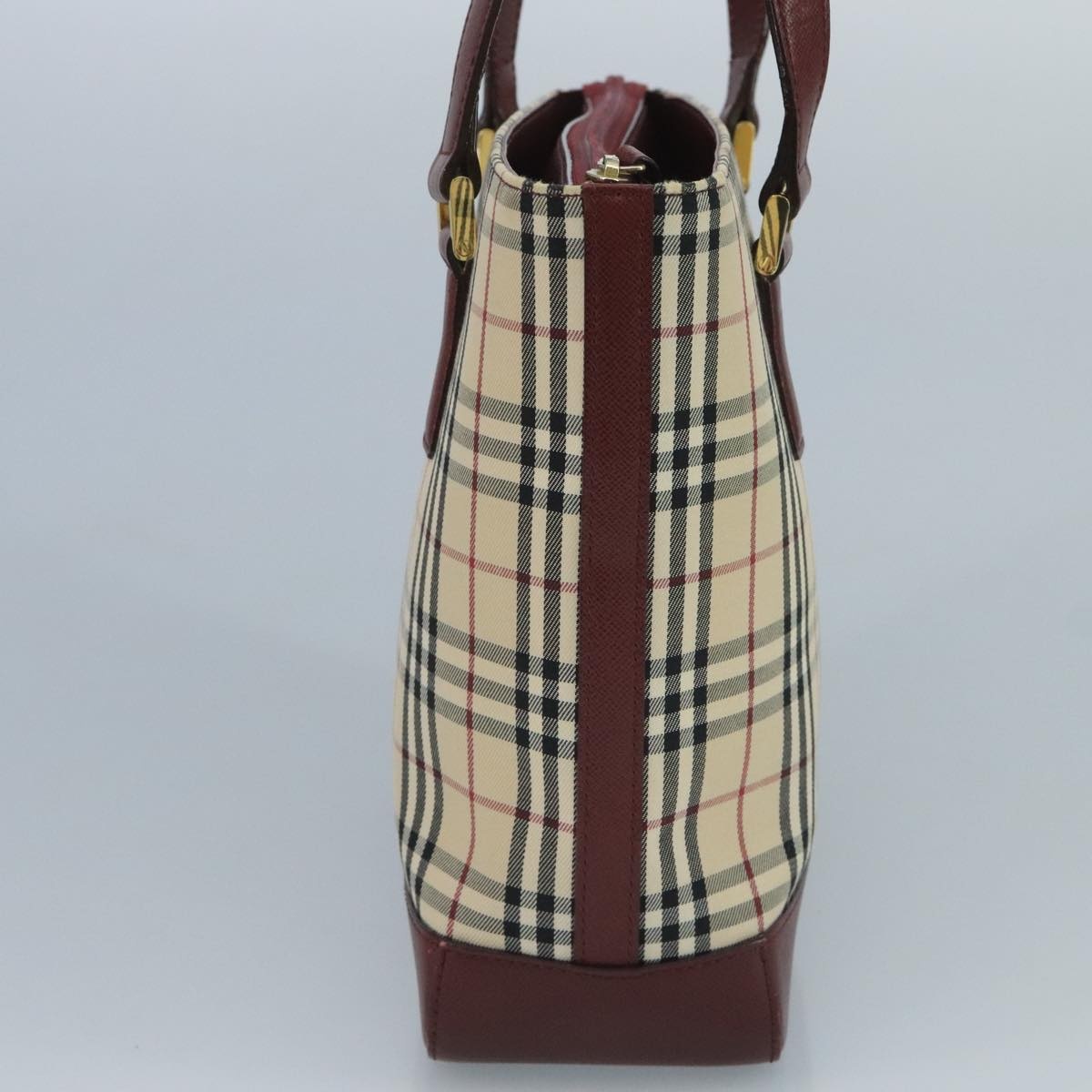 Burberry Nova Check Tote Bag Canvas Leather Beige Red Gold - 3