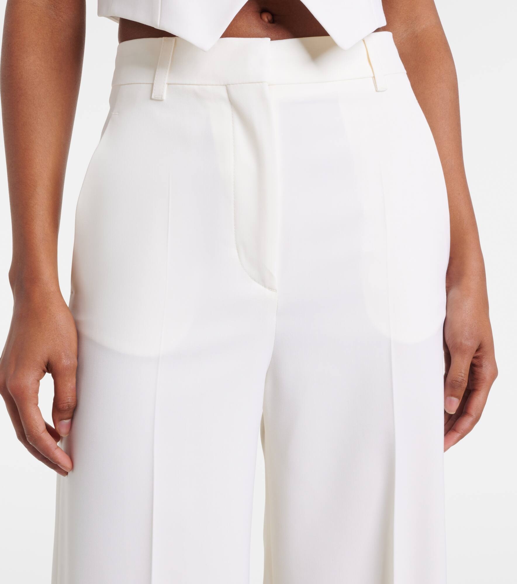 High-rise pleated wool wide-leg pants - 4