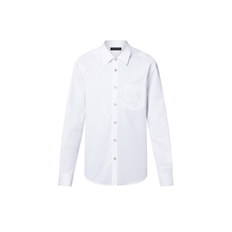 Embossed Signature Long-Sleeved Cotton Shirt 1