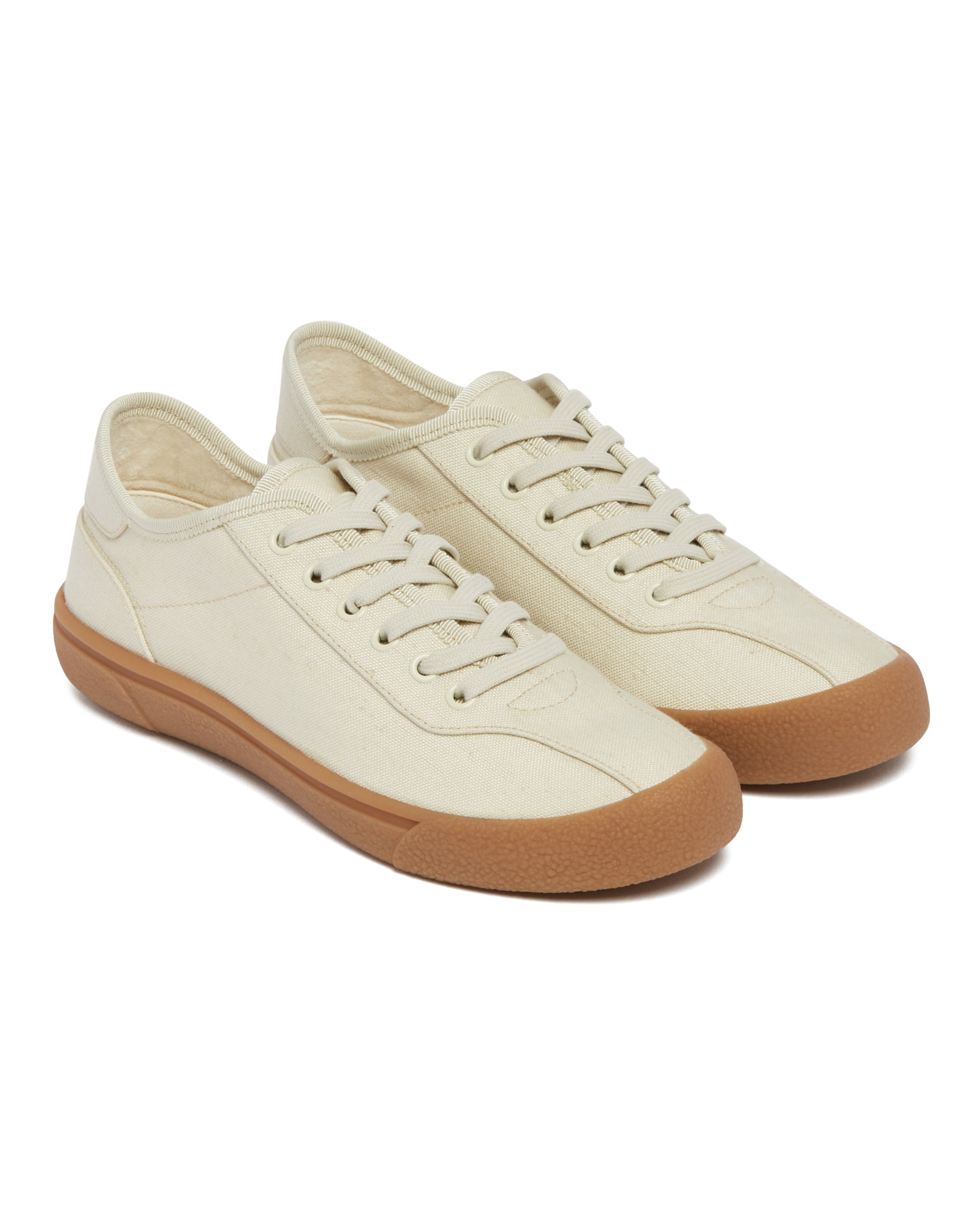 Beige Viscose and Linen Canvas Sneakers - 4