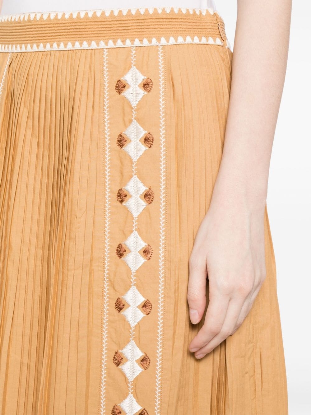 Sabina embroidered cotton-poplin skirt - 5