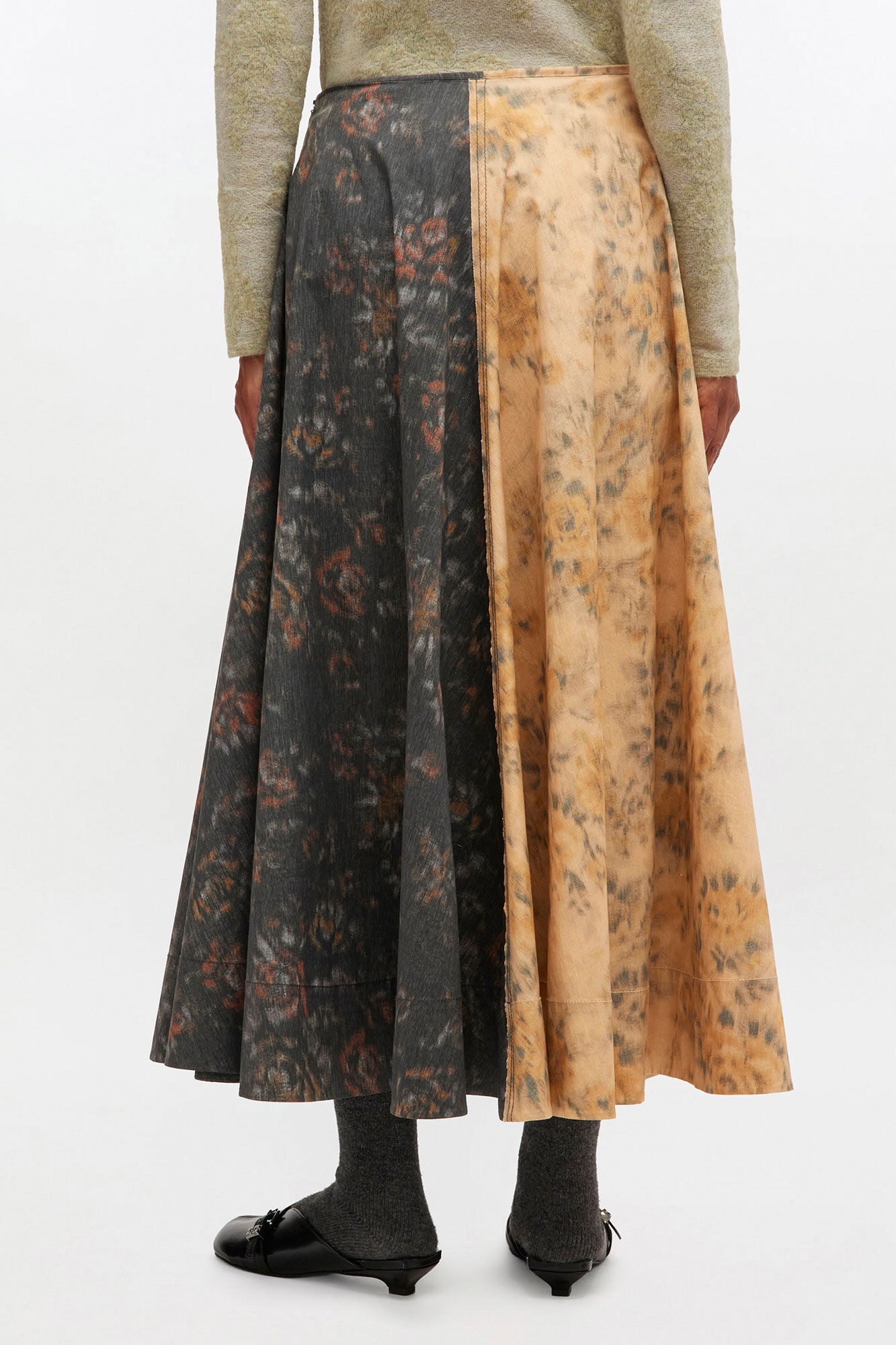 BLACK AND BEIGE FLORAL SKIRT - 4