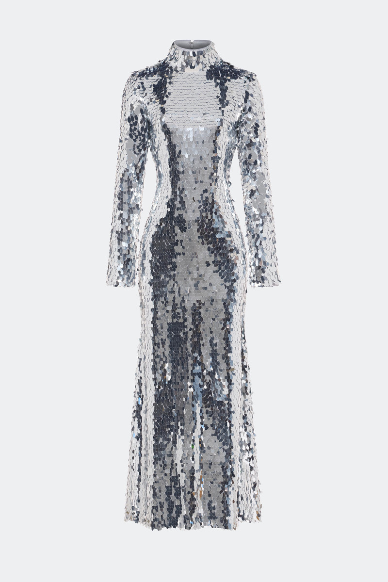 Sculpty Sequin Dress In Satellite Silver 5