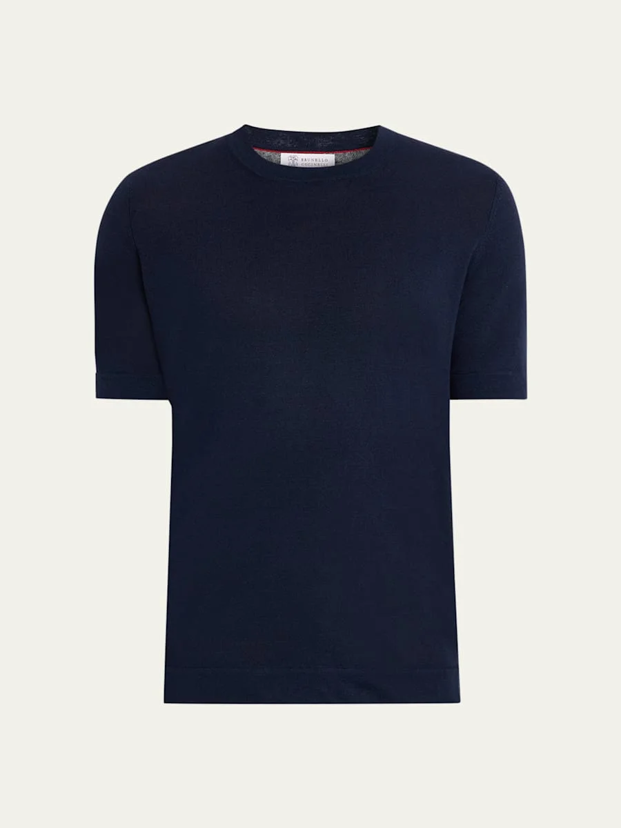 Men's Linen and Cotton Knit Short-Sleeve Sweater - 1