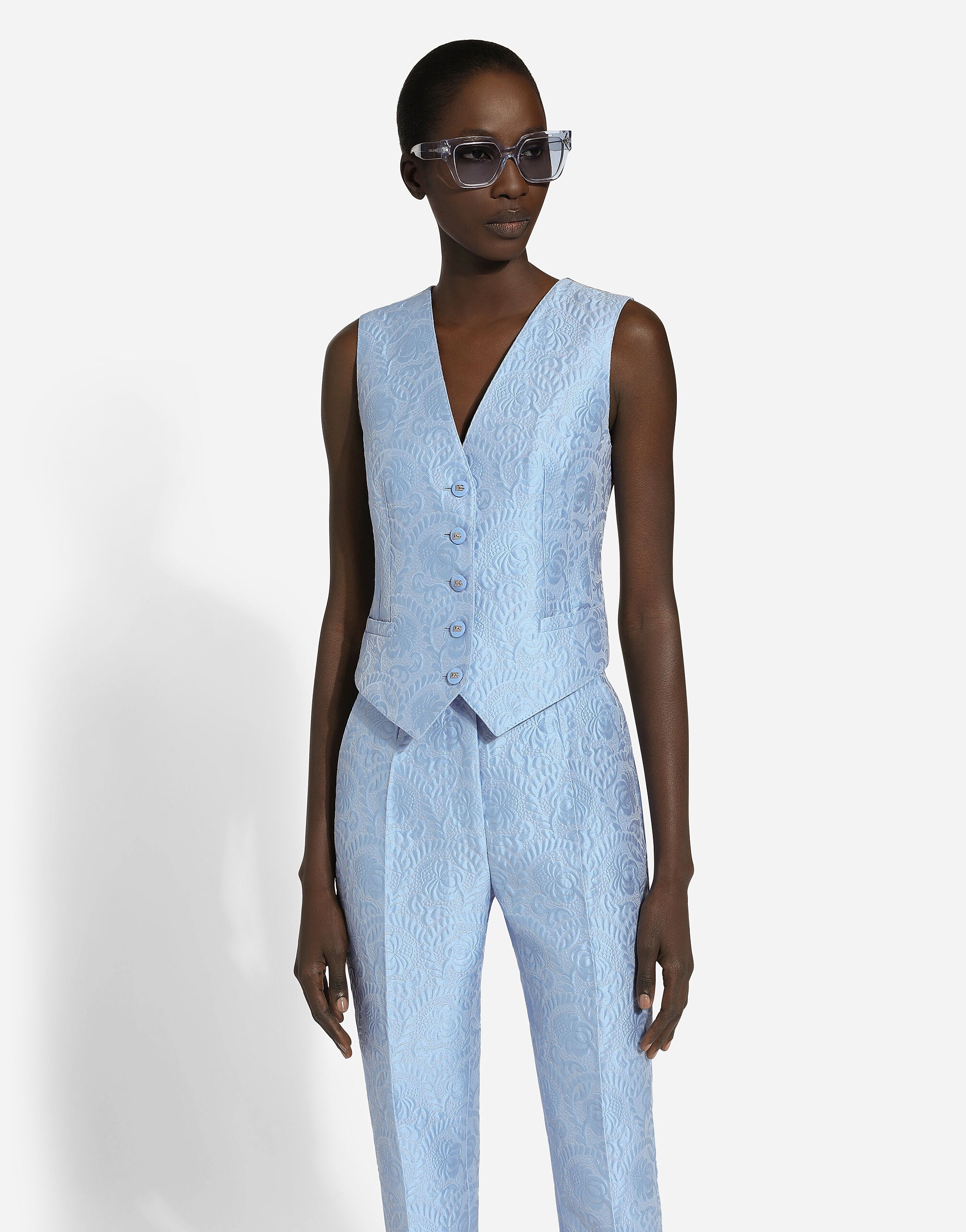 Single-breasted floral quilted jacquard Turlington jacket - 6