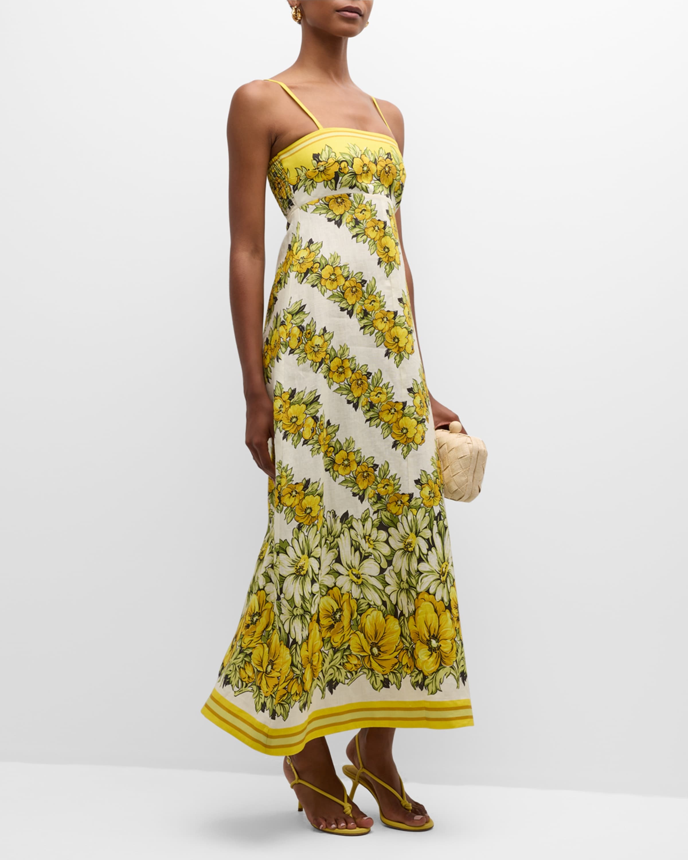 Gisela Floral Linen Sleeveless Midi Dress - 2