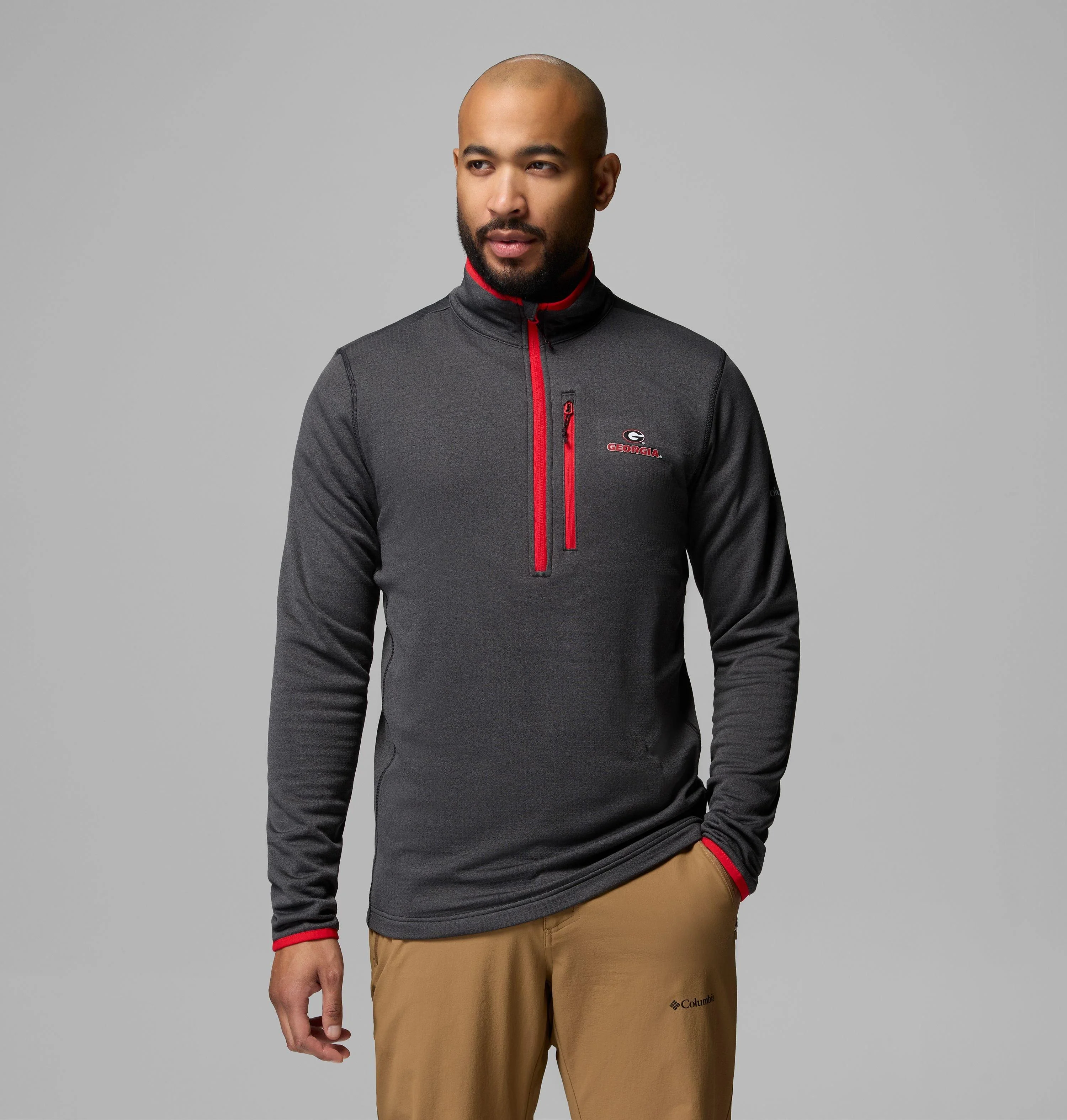 Men's Collegiate Essential Hike Grid Fleece Half Zip - Georgia - 1