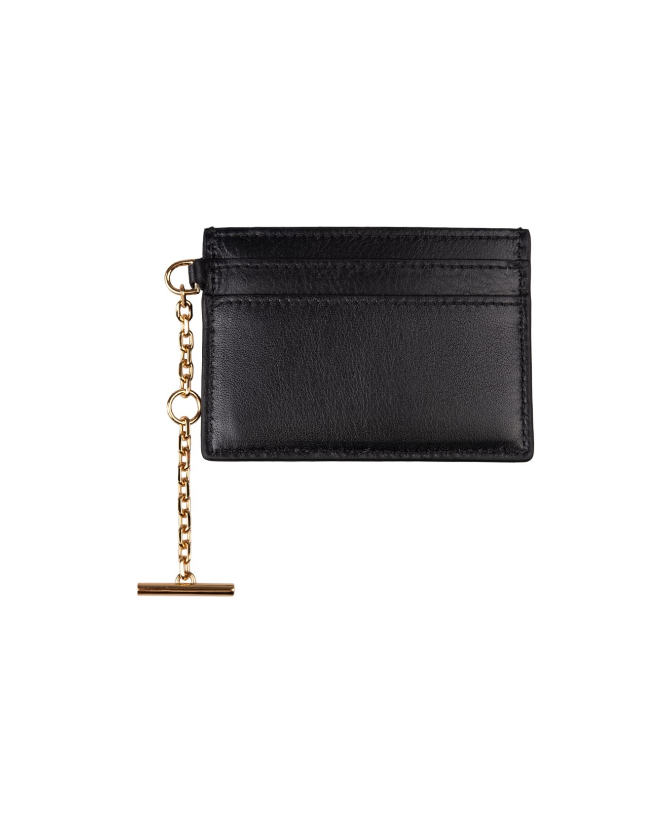 Sling Card Holder In Black And Gold - 2