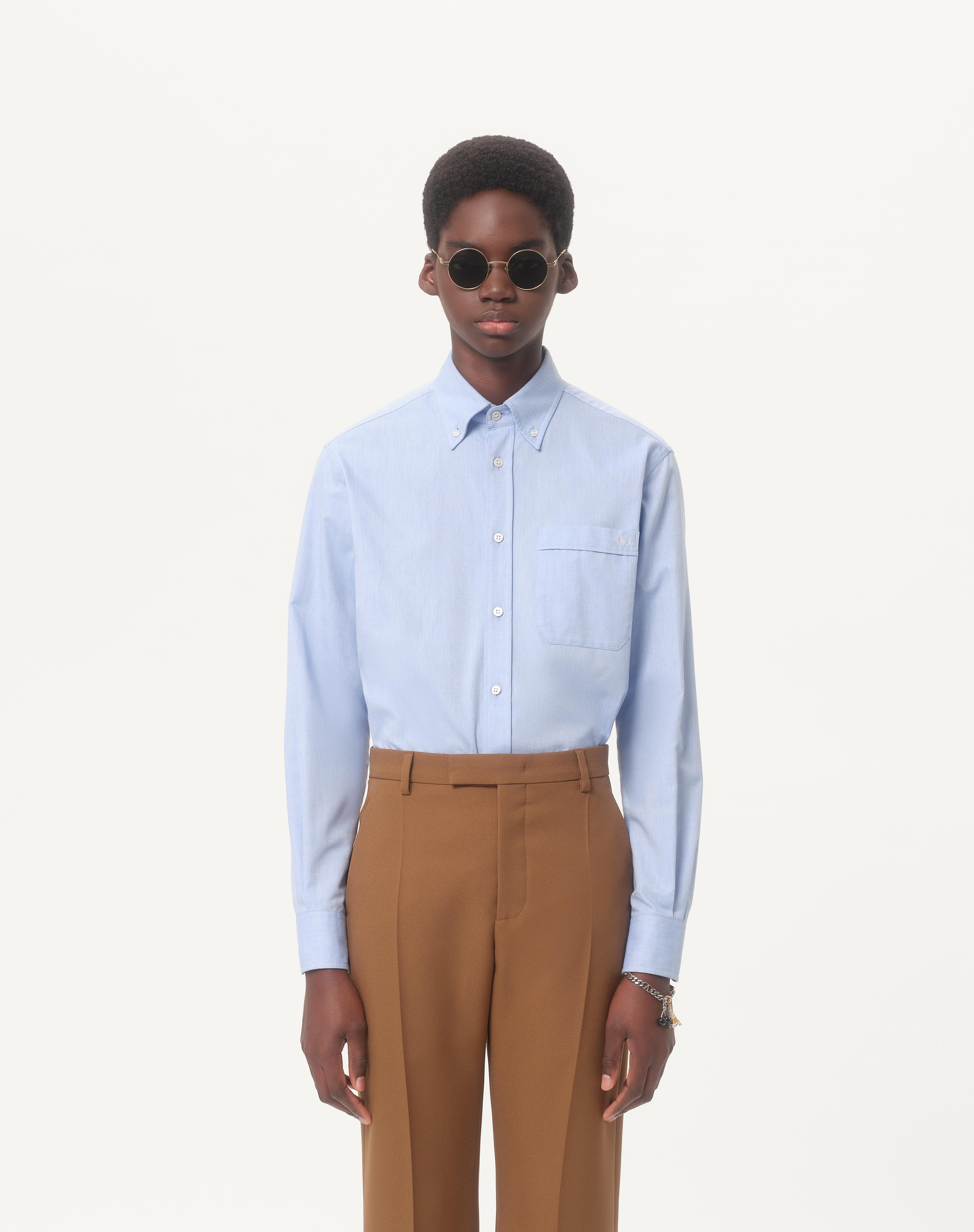 COTTON OXFORD SHIRT WITH VLOGO EMBROIDERY - 4