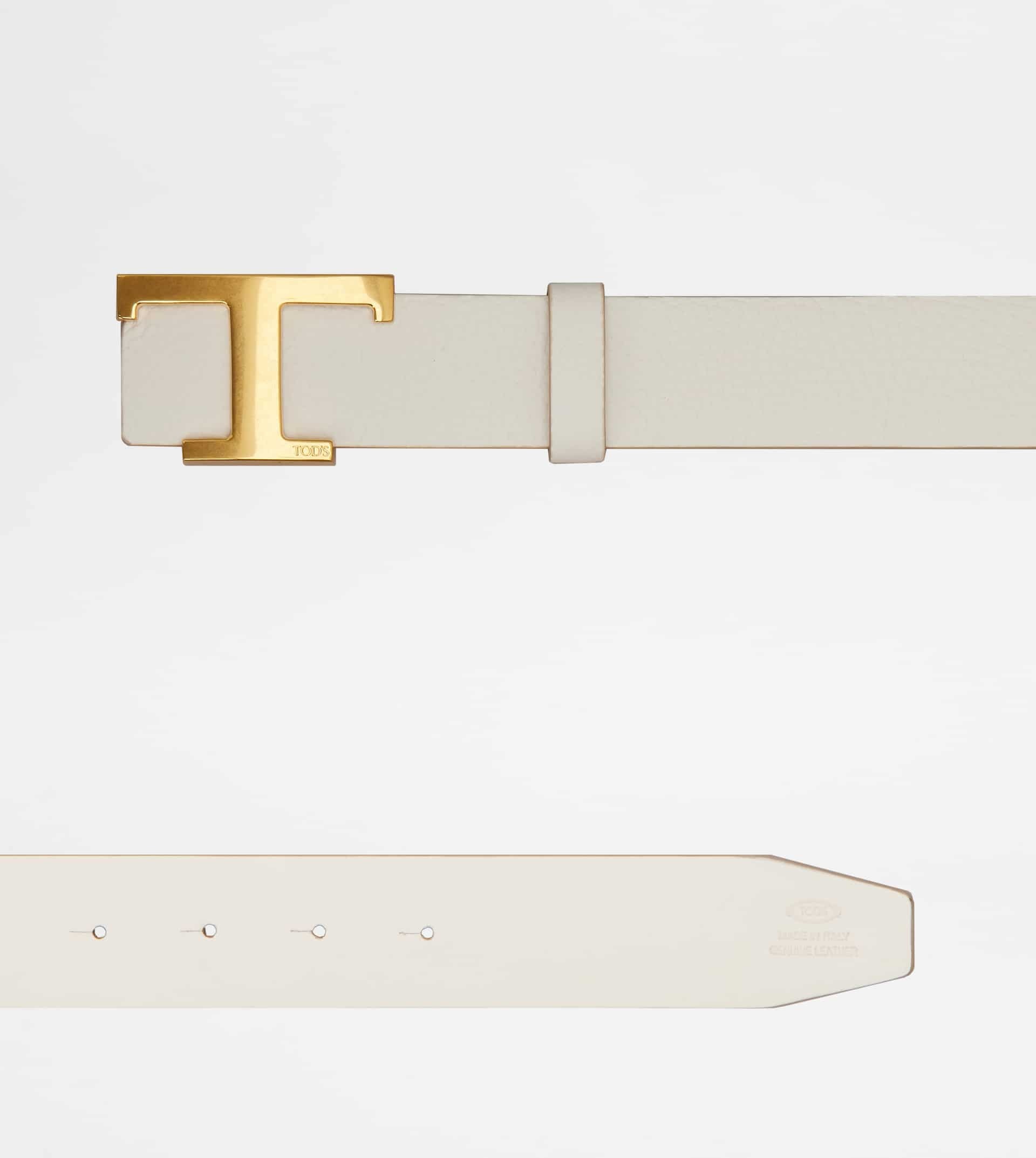 T TIMELESS REVERSIBLE BELT IN LEATHER - WHITE - 3