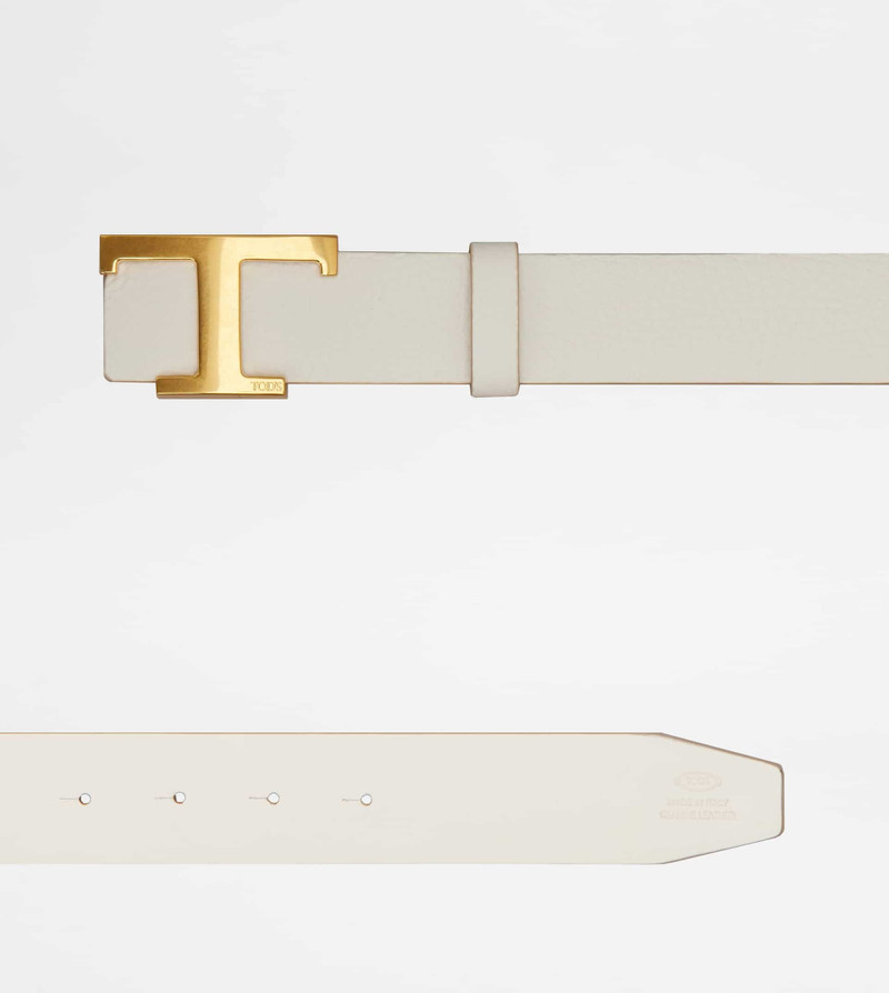 T TIMELESS REVERSIBLE BELT IN LEATHER - WHITE 3