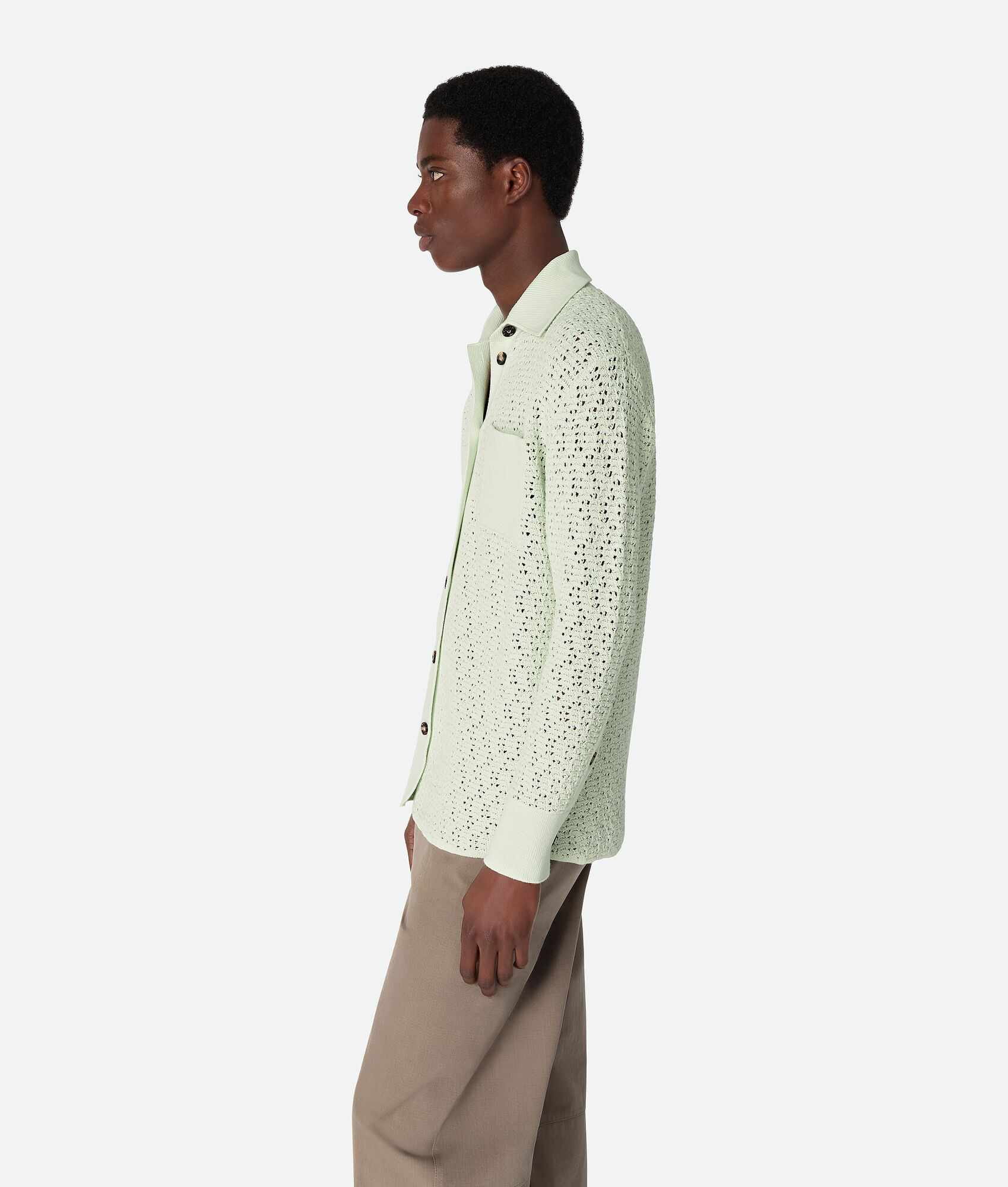 Cotton Crochet Knit Shirt - 2