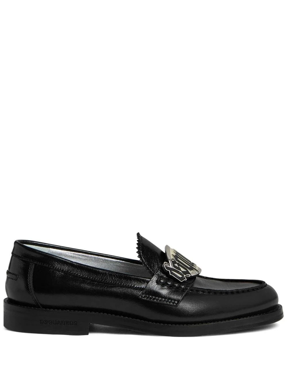 logo-plaque leather loafers - 1