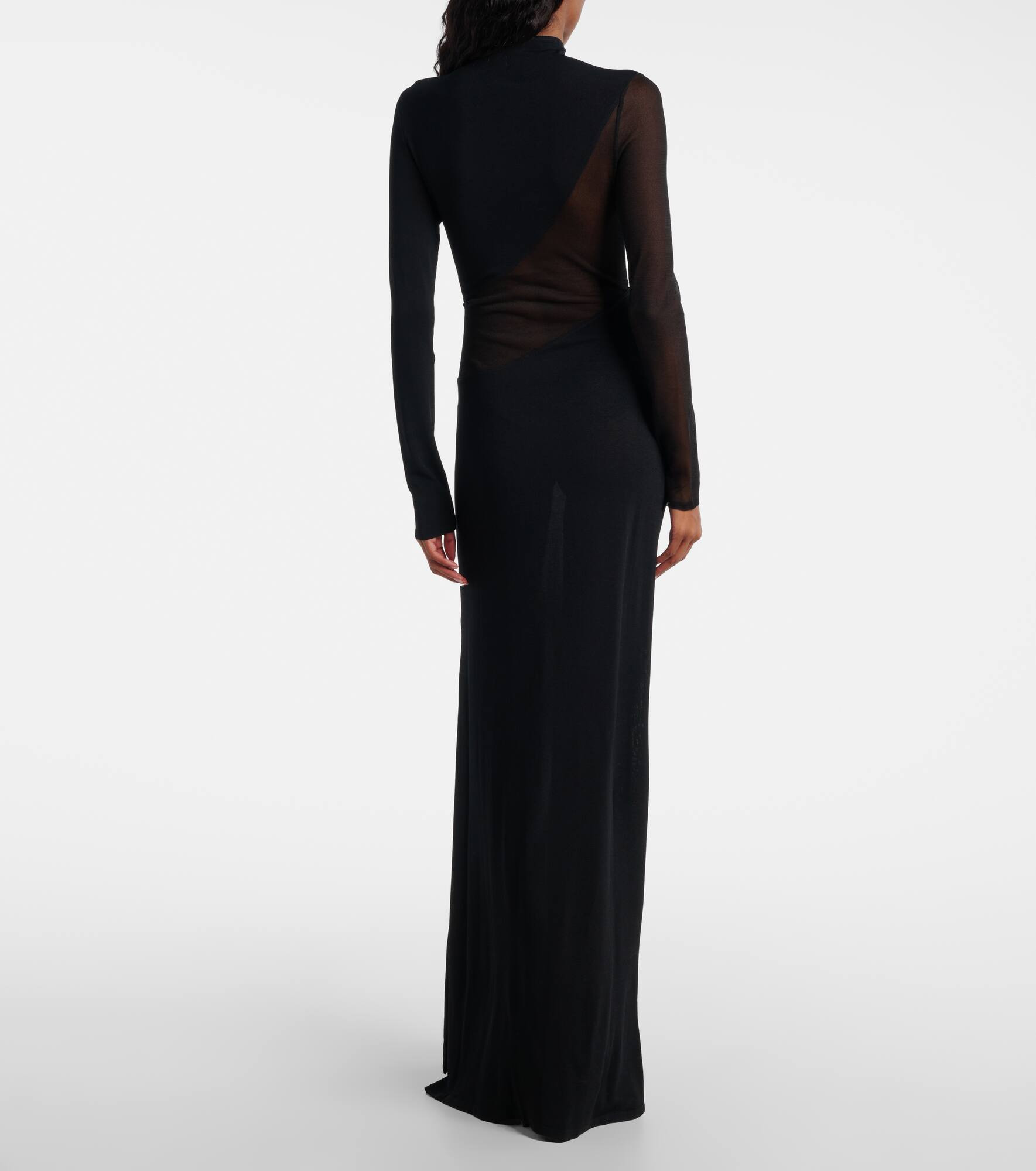 Paneled sheer mesh maxi dress - 3