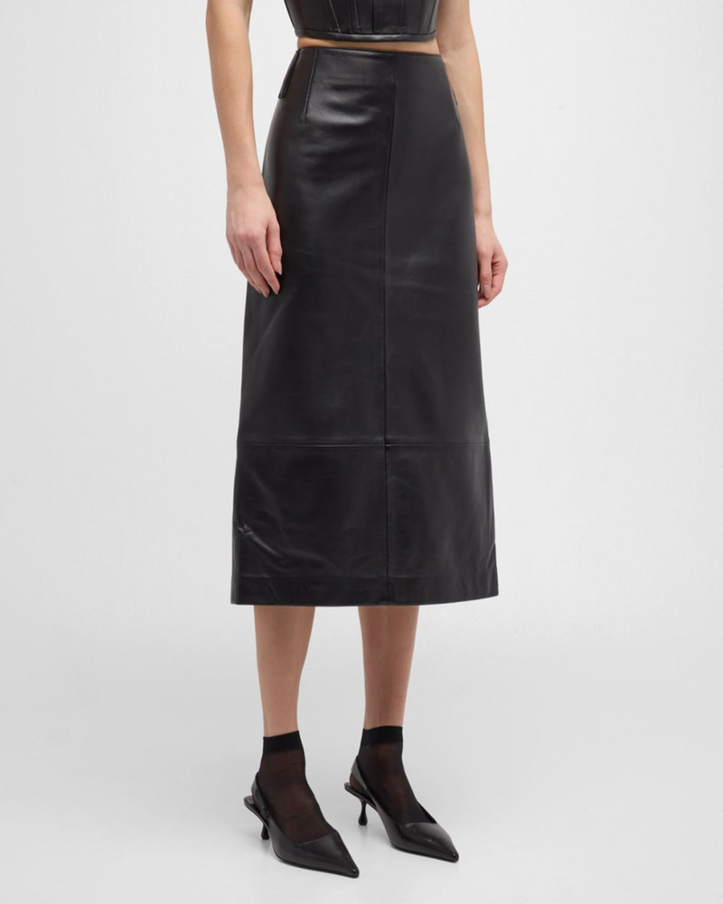 Marc Jacobs Leather Slim Pencil Midi Skirt outlook
