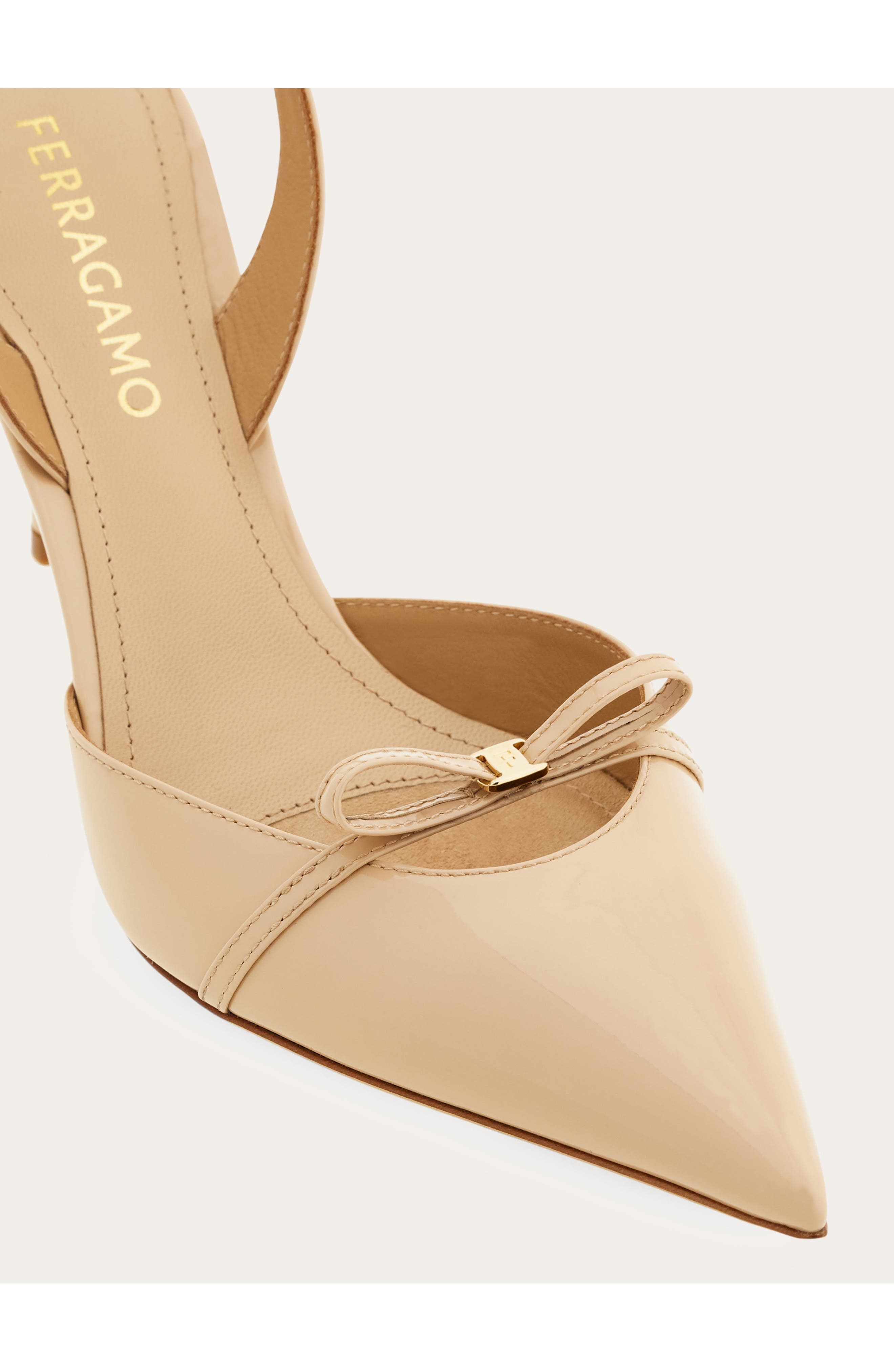 FERRAGAMO Gylla Pointed Toe Slingback Pump in Beige at Nordstrom - 7