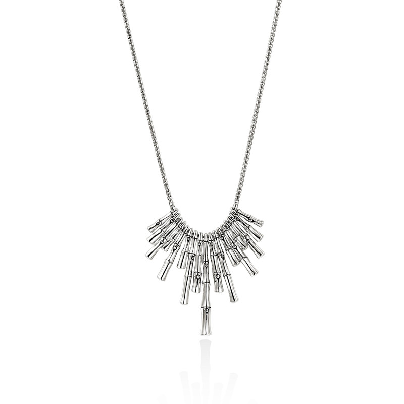 Bamboo Bib Necklace, Sterling Silver 4