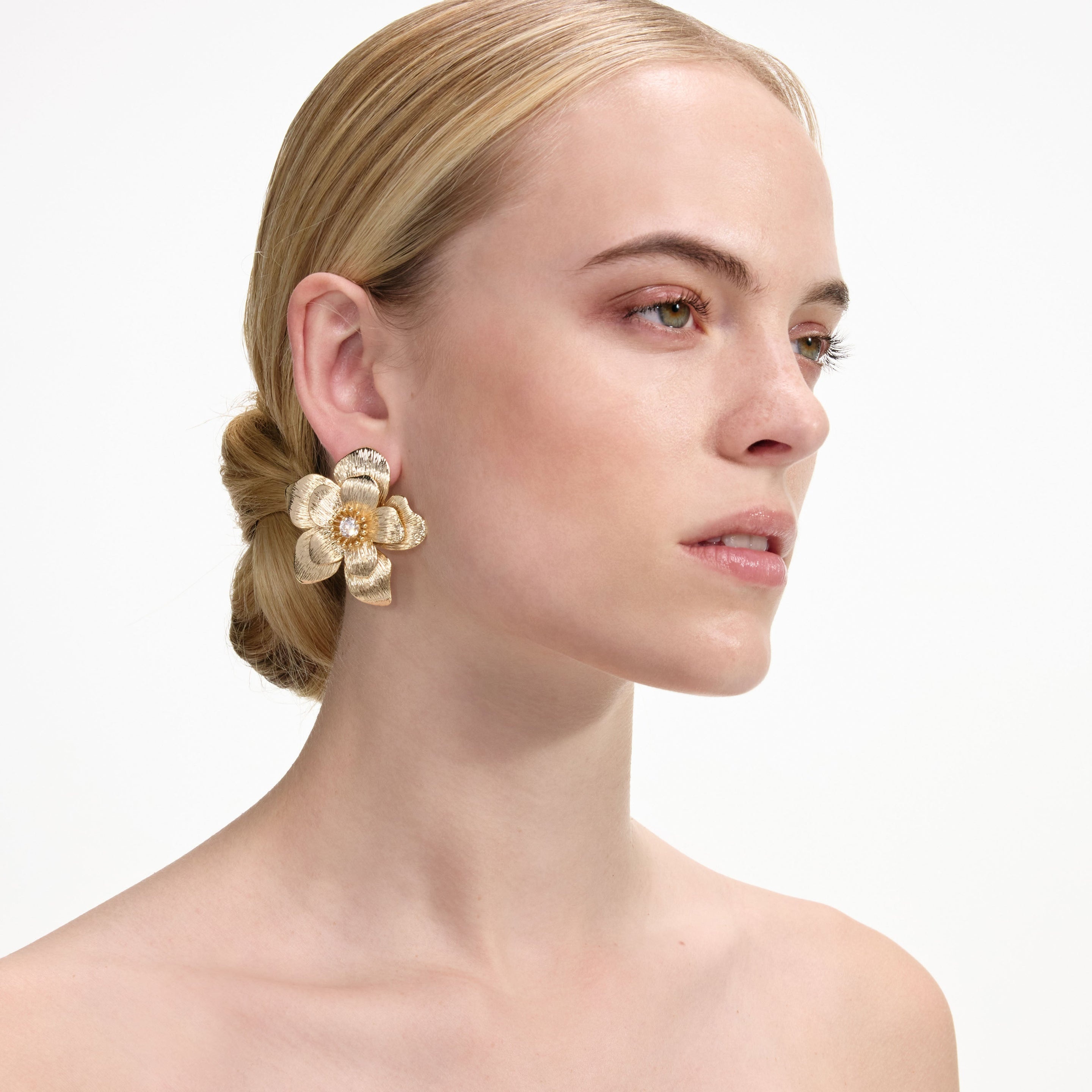 Gold Flower Earrings - 3
