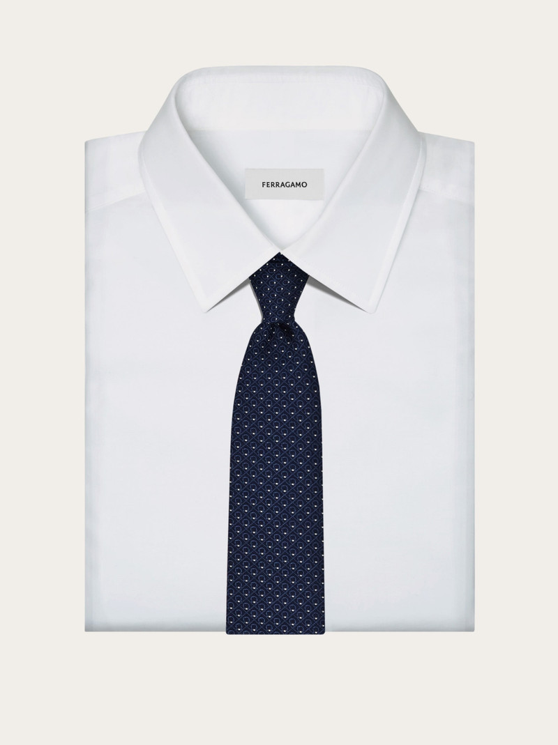 Gancini jacquard silk tie 4