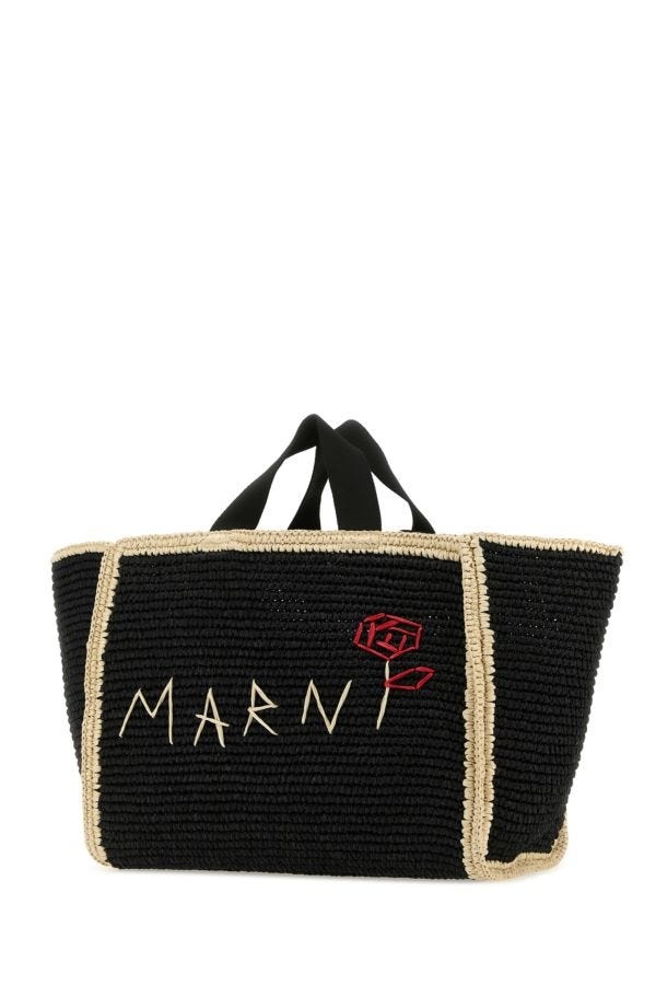 Marni Woman Black Raffia Shopping Bag - 2