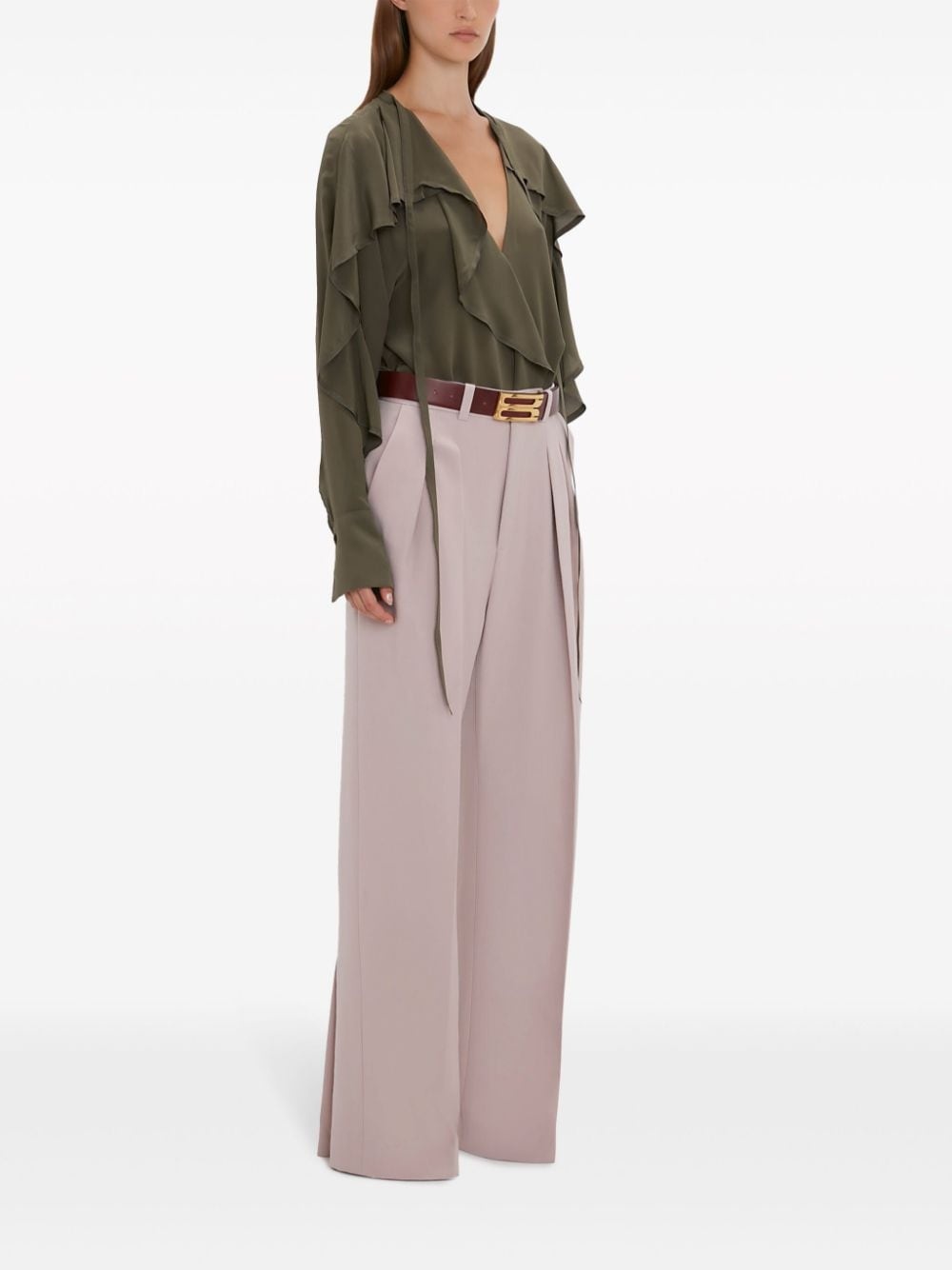 ruffled silk crepe blouse - 3