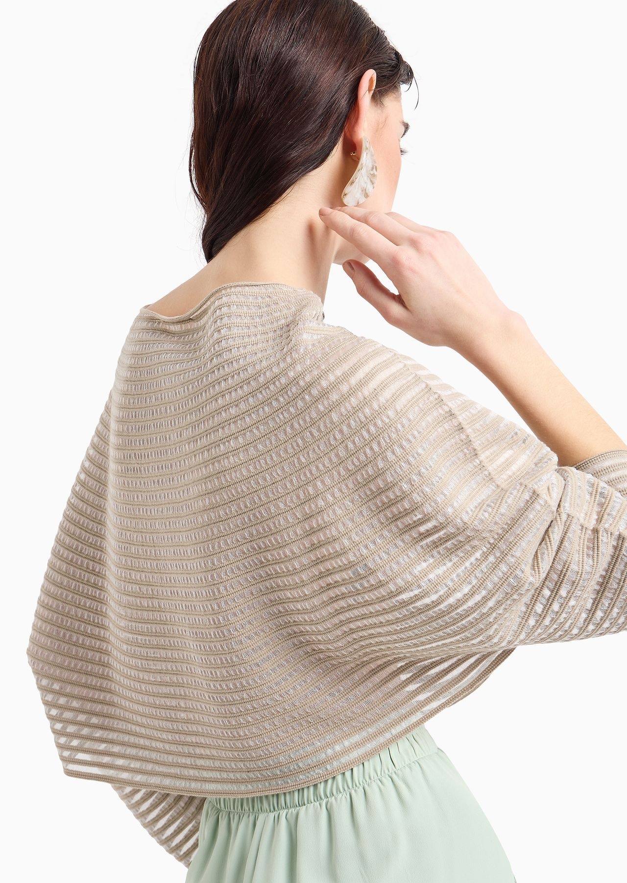 Cape-effect cropped jumper in ottoman fabric - 5