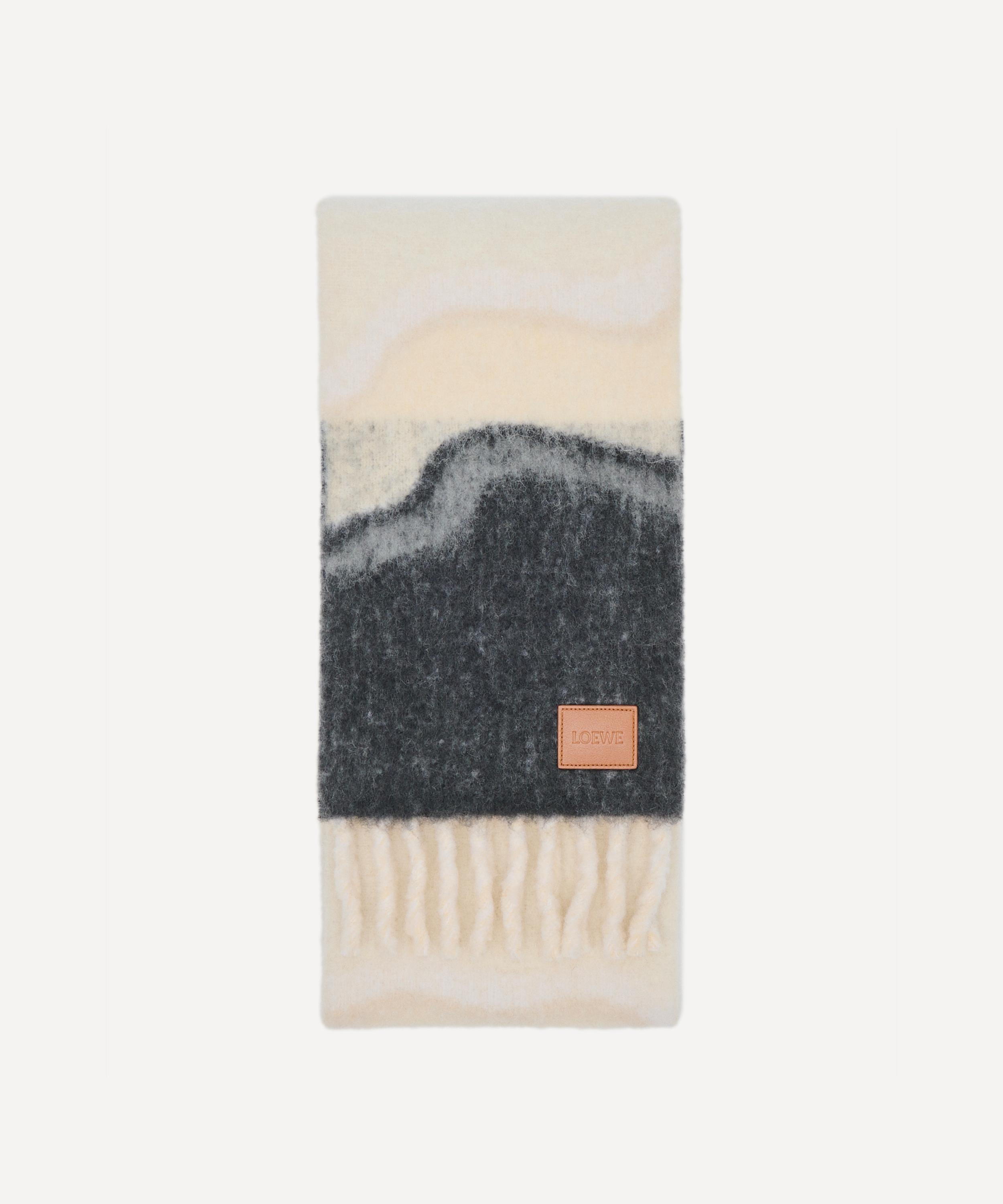 Light Beige Jacquard Marble Alpaca-Blend Scarf - 3