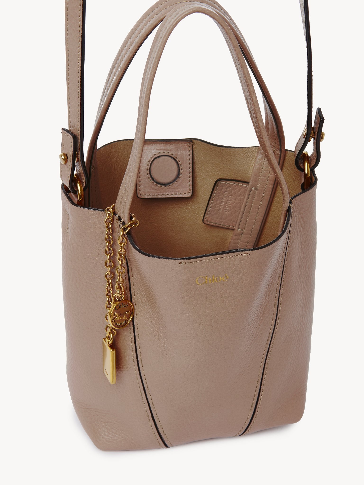 SMALL CHLOÉ SPIN TOTE BAG IN GRAINED LEATHER - 6