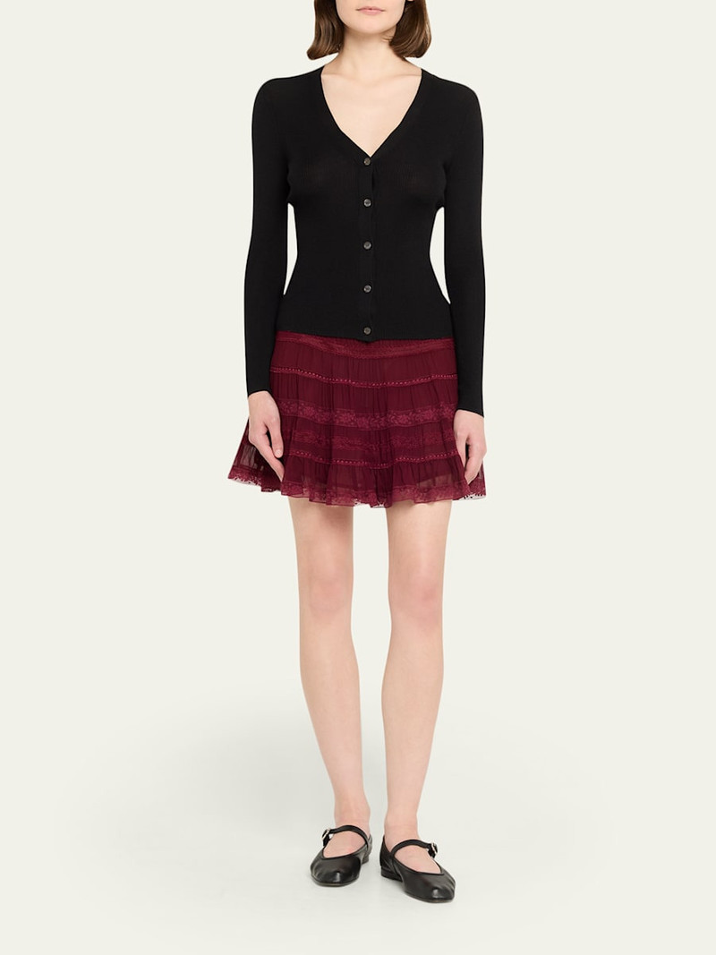 LoveShackFancy Fleetta Lace Mini Skirt outlook