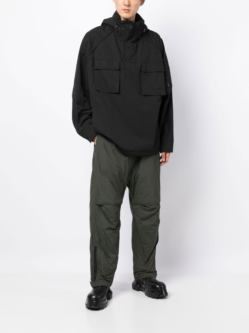 flap-pockets hooded jacket - 2