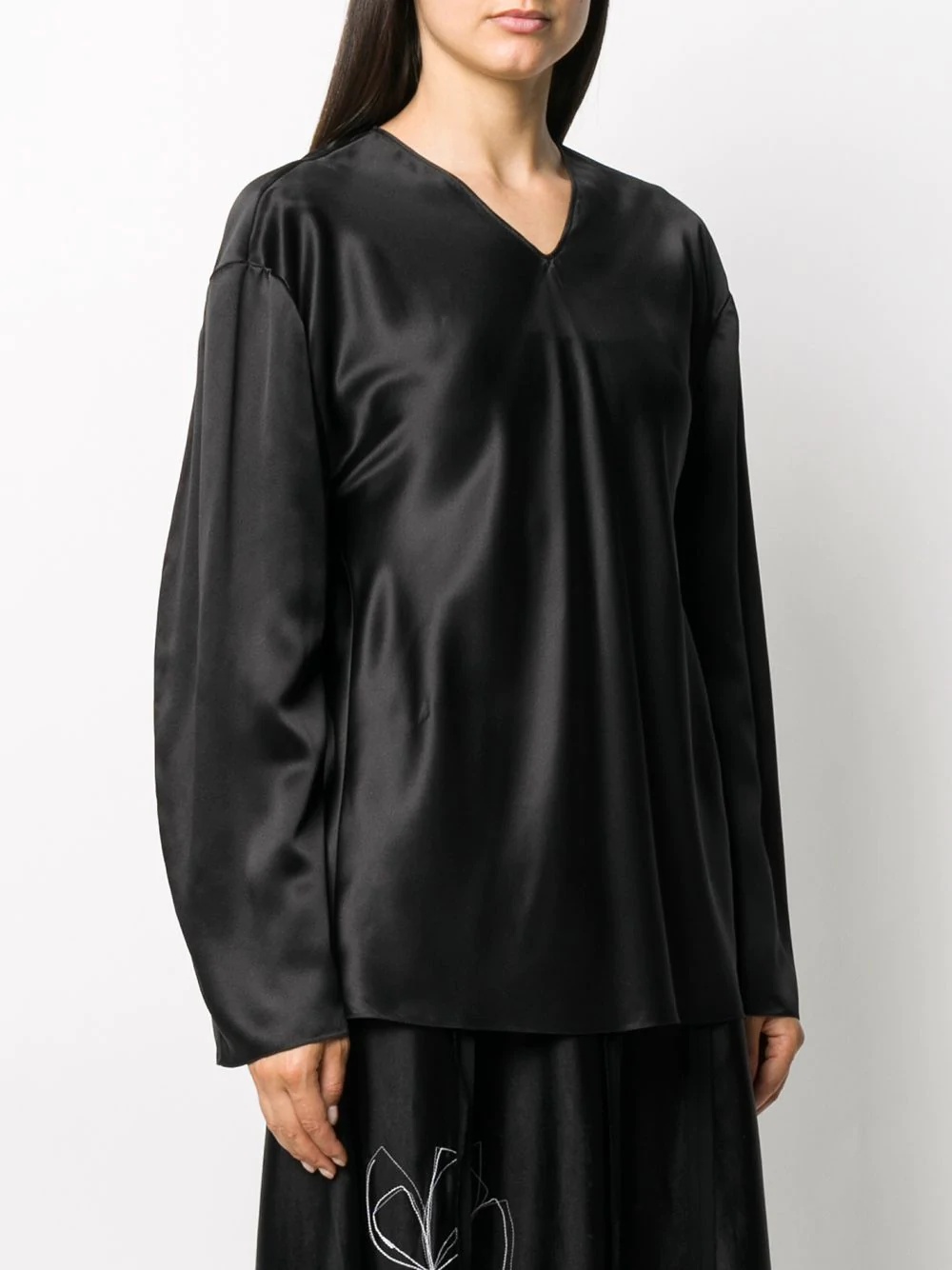 longline V-neck blouse - 3