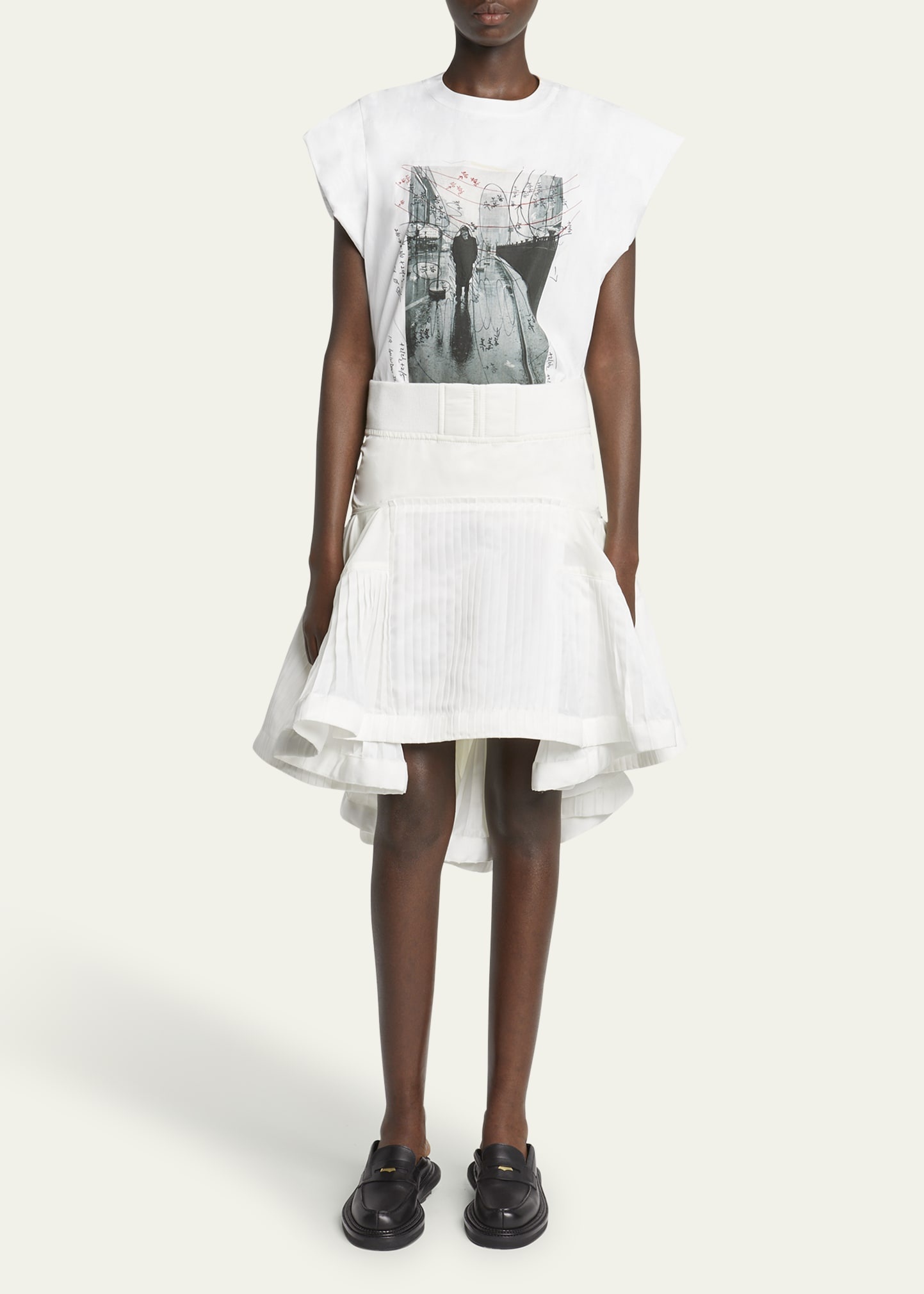 Multi Pleated High-Low Skirt - 2