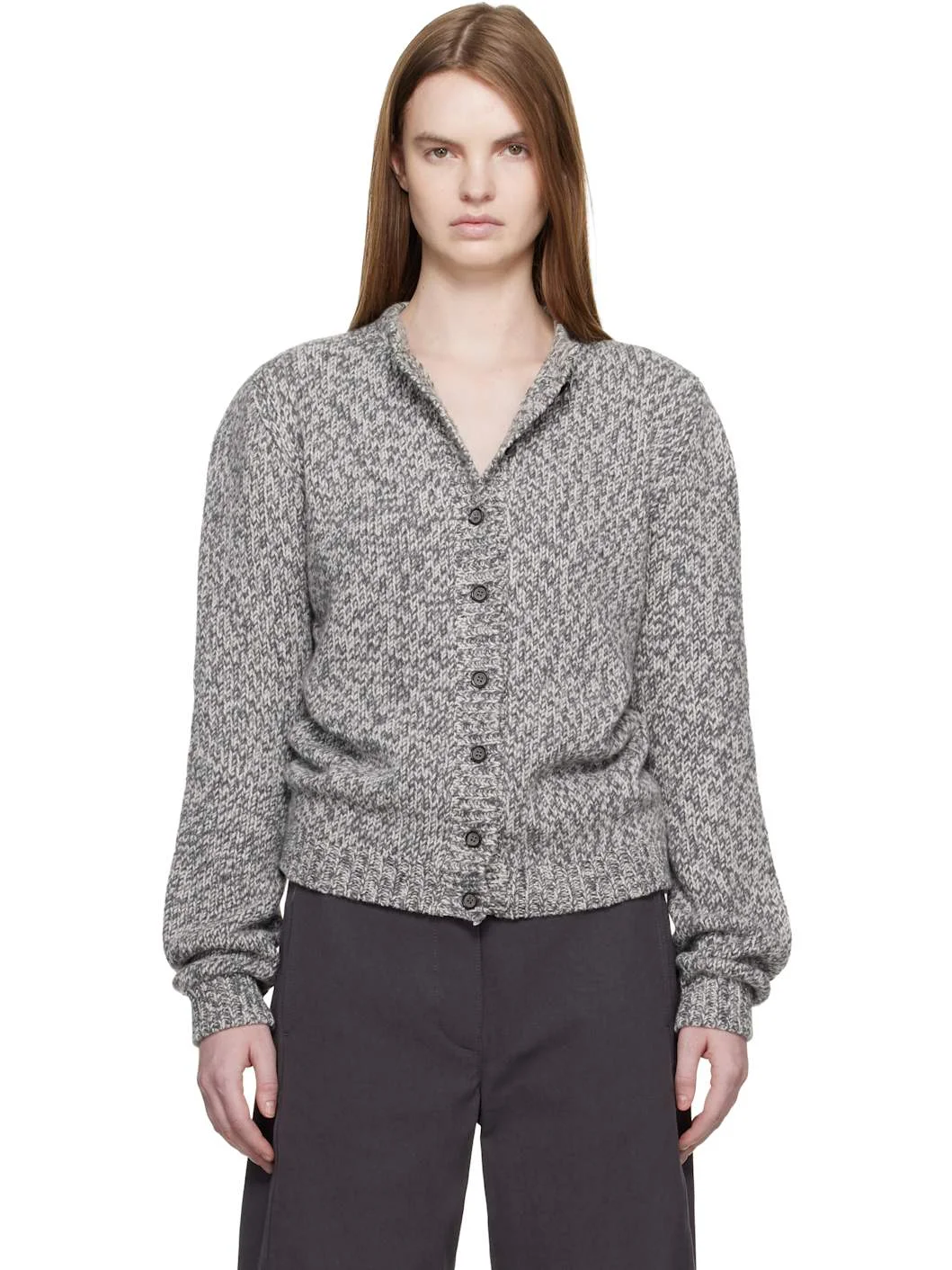 Gray Classic Marled Cardigan - 1
