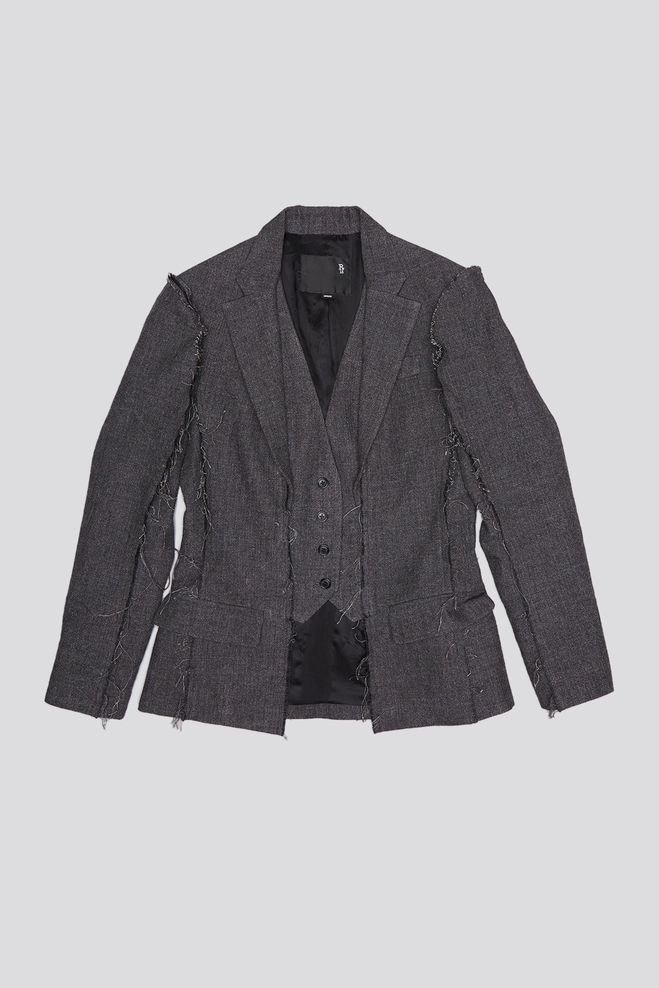 FLAT SLEEVE BLAZER - DARK GREY - 5