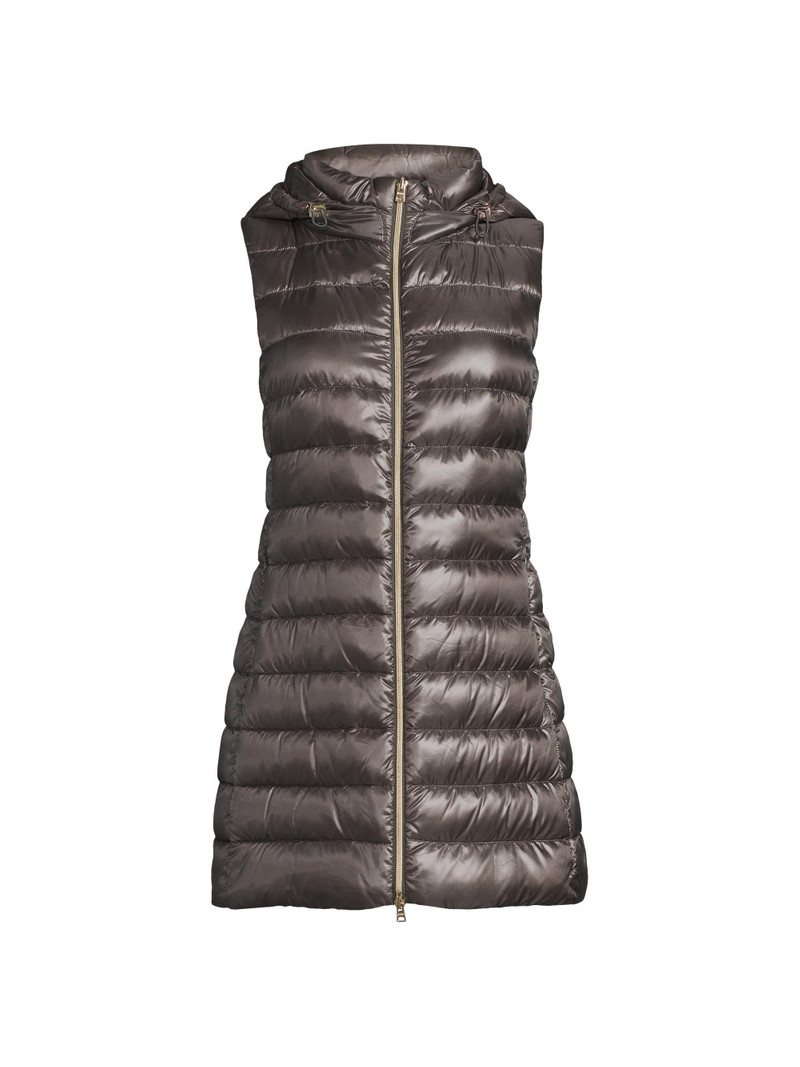 Women's Iconico Serena Nylon Ultralight Long Vest - Antracite 1