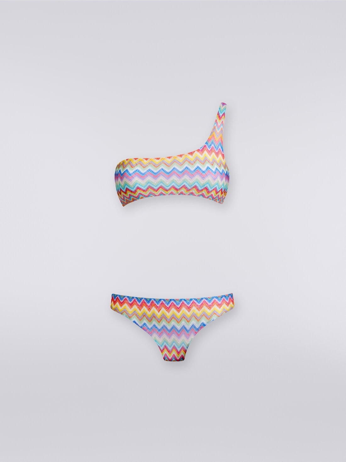 One-shoulder bikini with zigzag print - 1