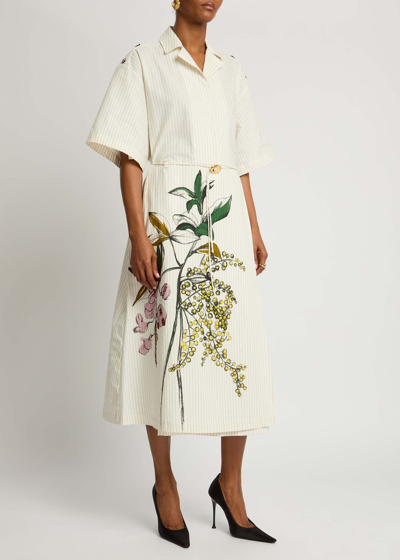STINE GOYA Stine Goya Striped Printed Cotton Midi Shirt Dress outlook