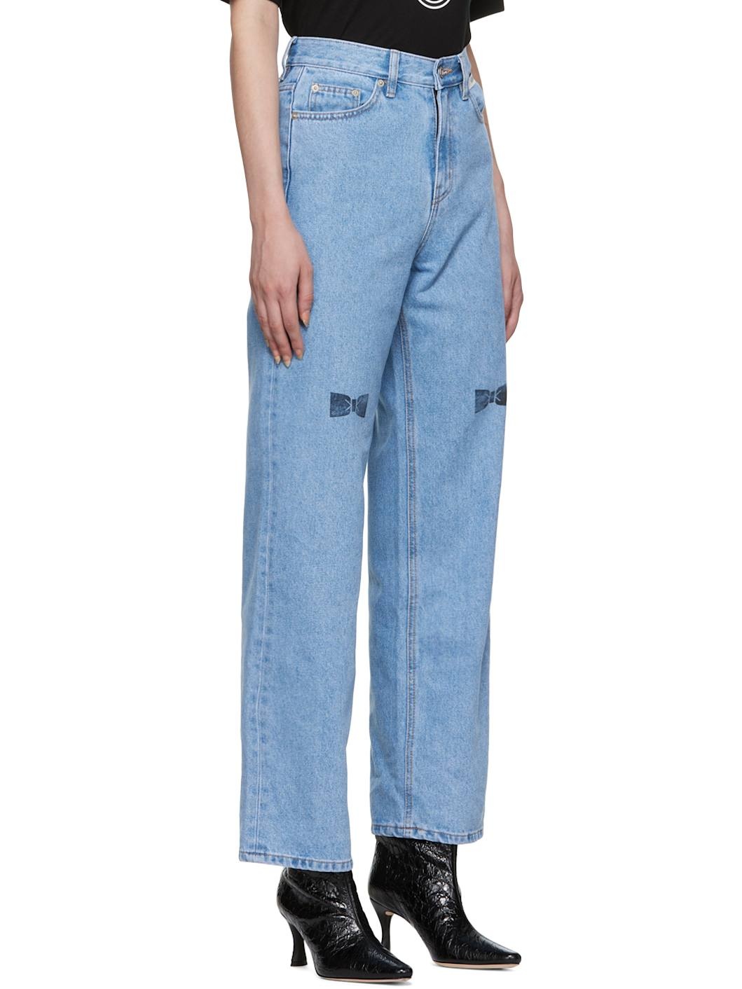 Blue Bow Stamped Jeans - 2