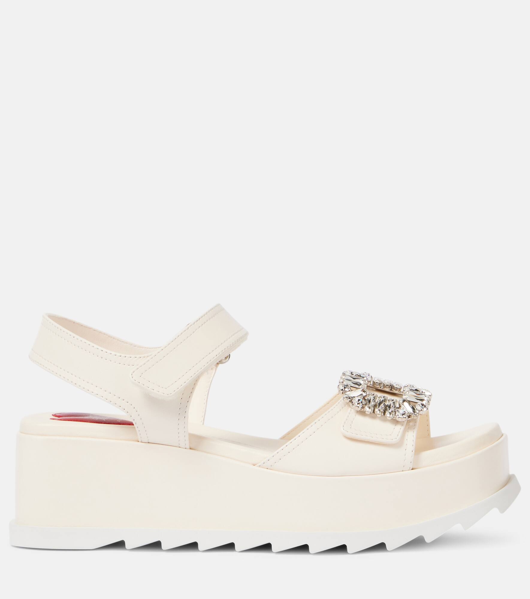 Slidy Viv' embellished leather wedge sandals - 4