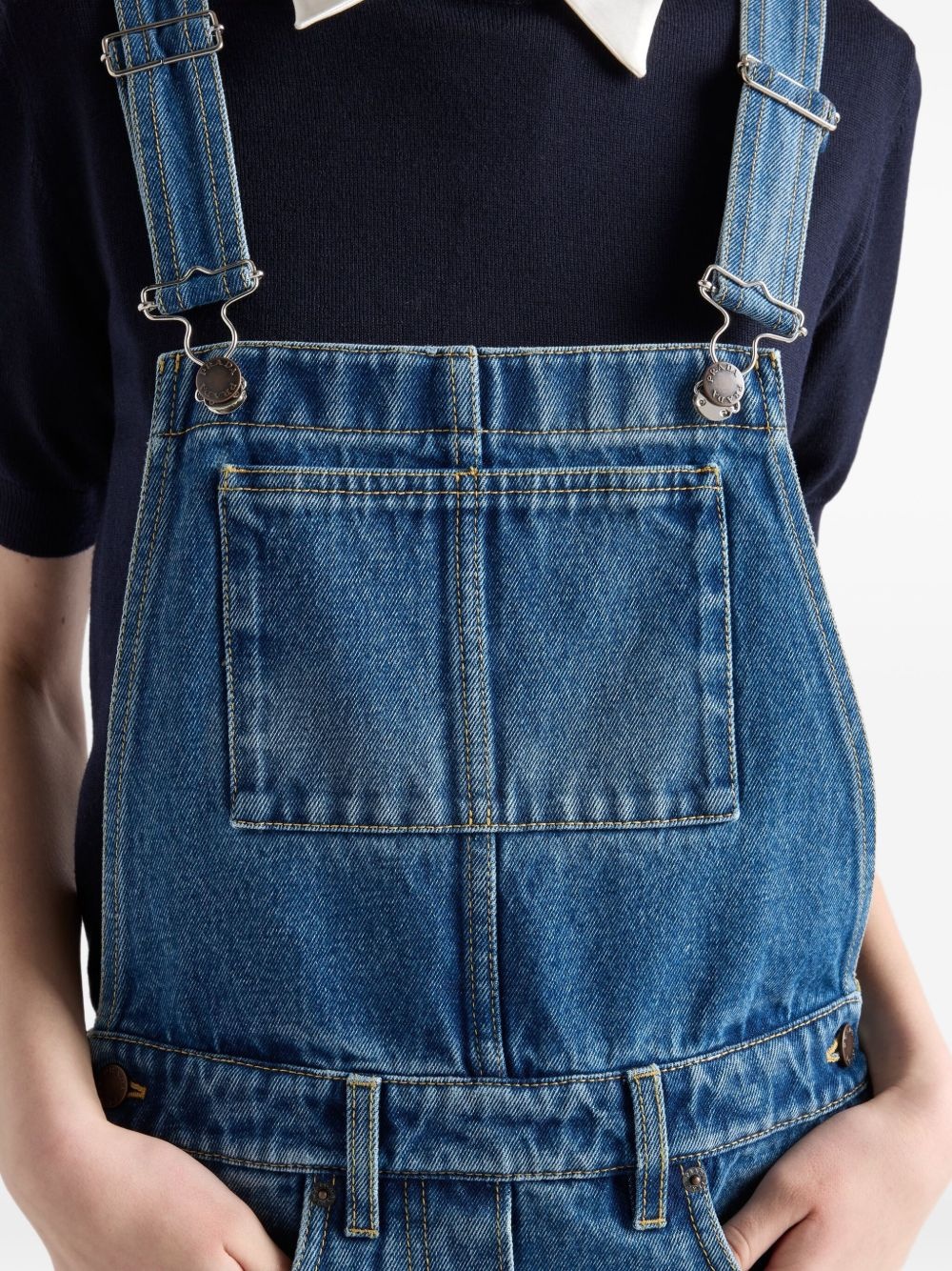 denim bib mini-dress - 6