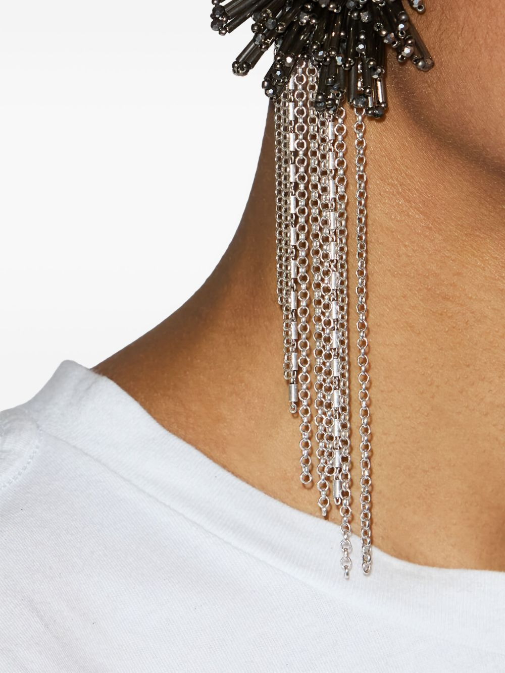 beaded-embellished chain earrings - 2