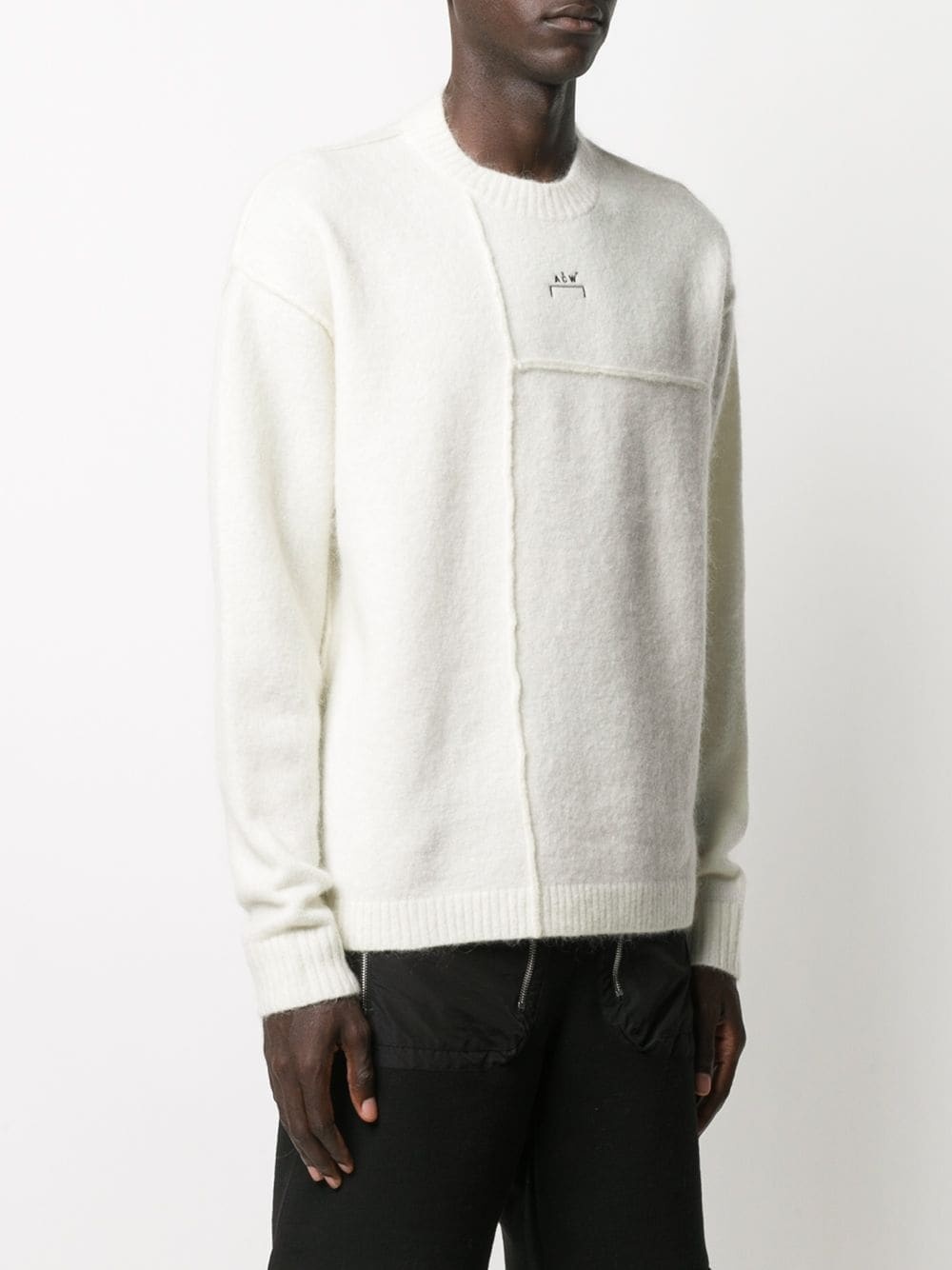 embroidered logo paneled knit jumper - 3