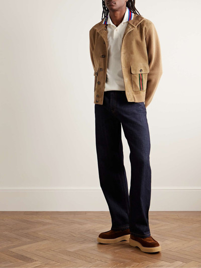 GUCCI Webbing-Trimmed Suede and Wool Jacket outlook